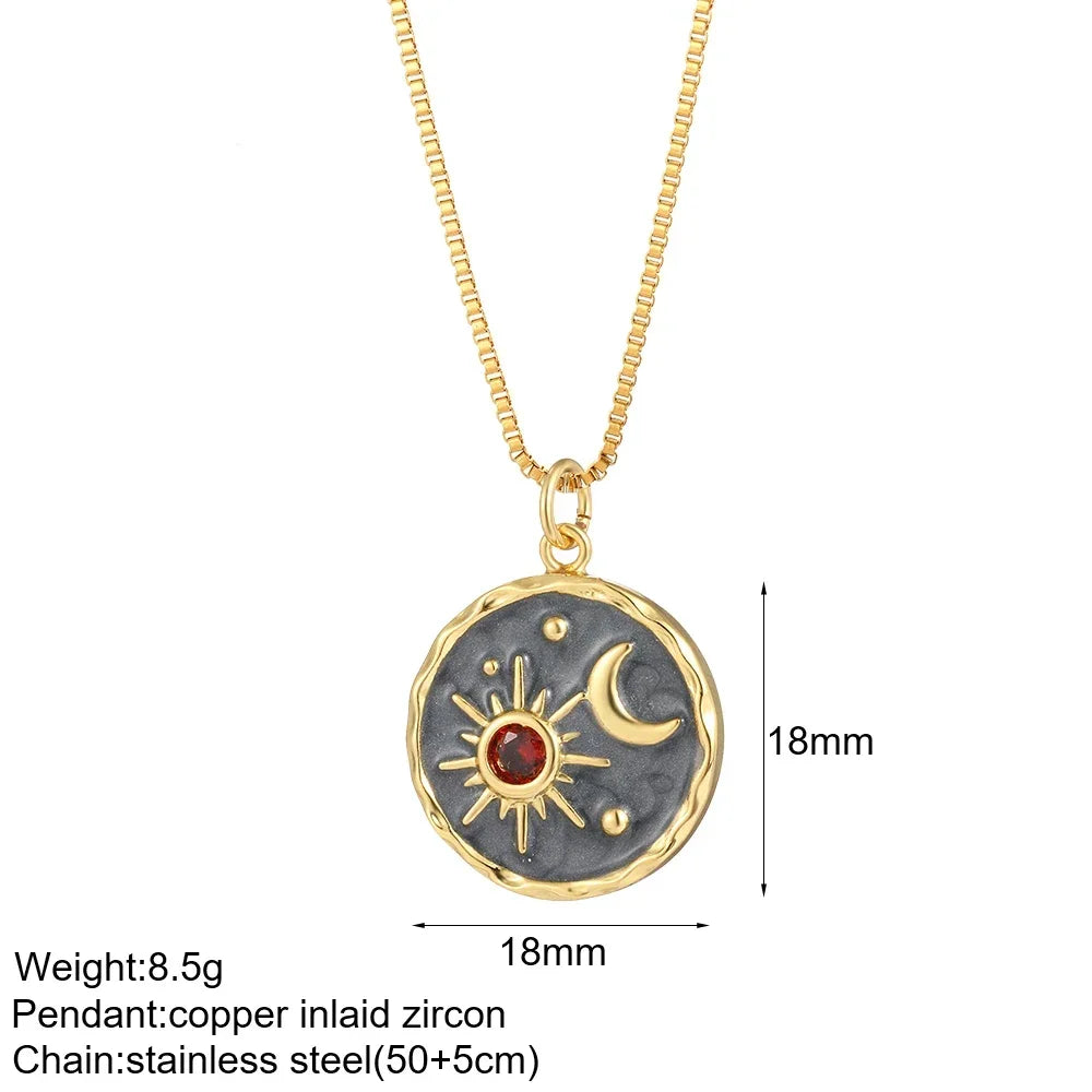 Heart Evil Eye Sun Necklace - TarotCats Co. 