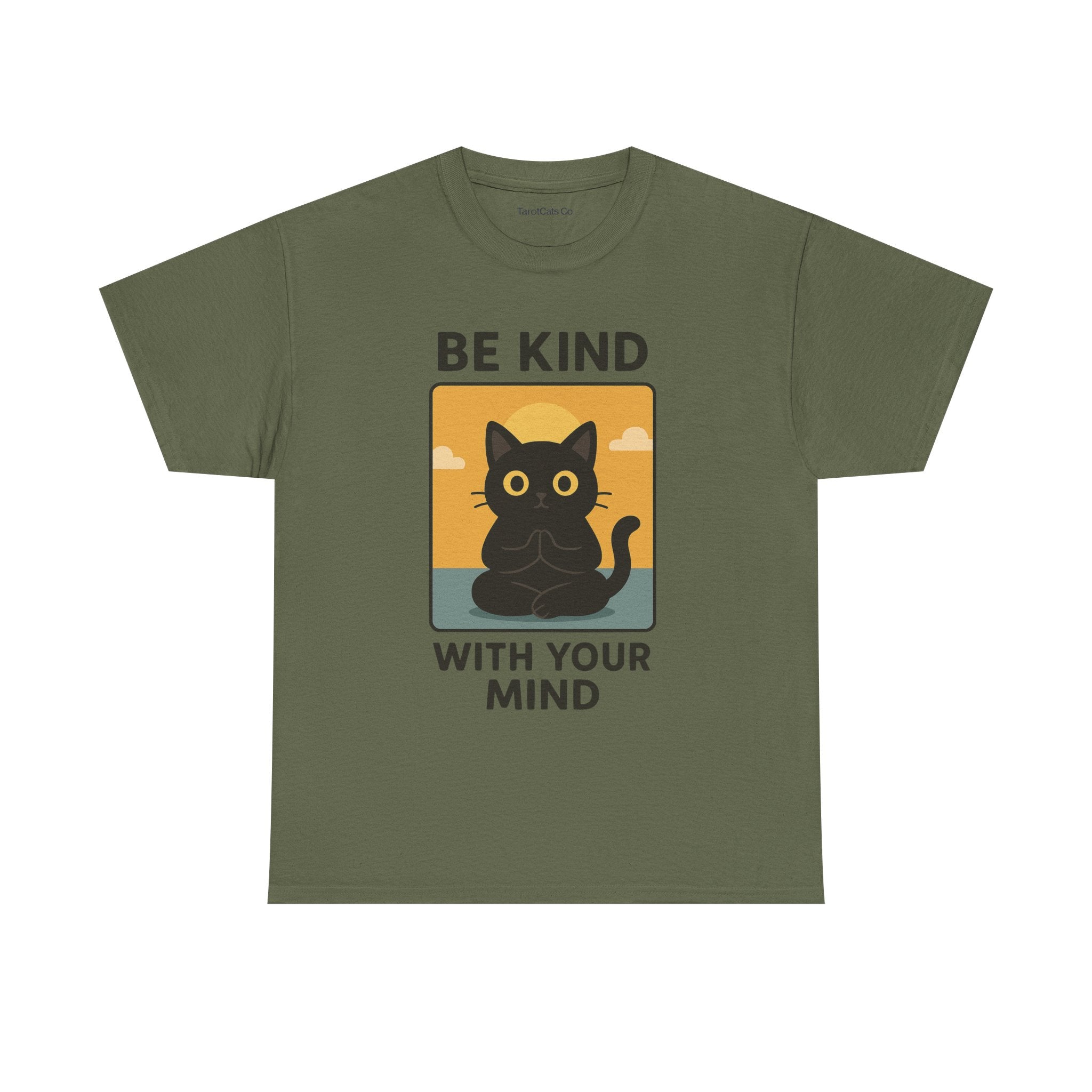 Be Kind With Your Mind Unisex Cat Tarot Design Cotton Eco Friendly T Shirt For Cat Lovers - TarotCats Co.
