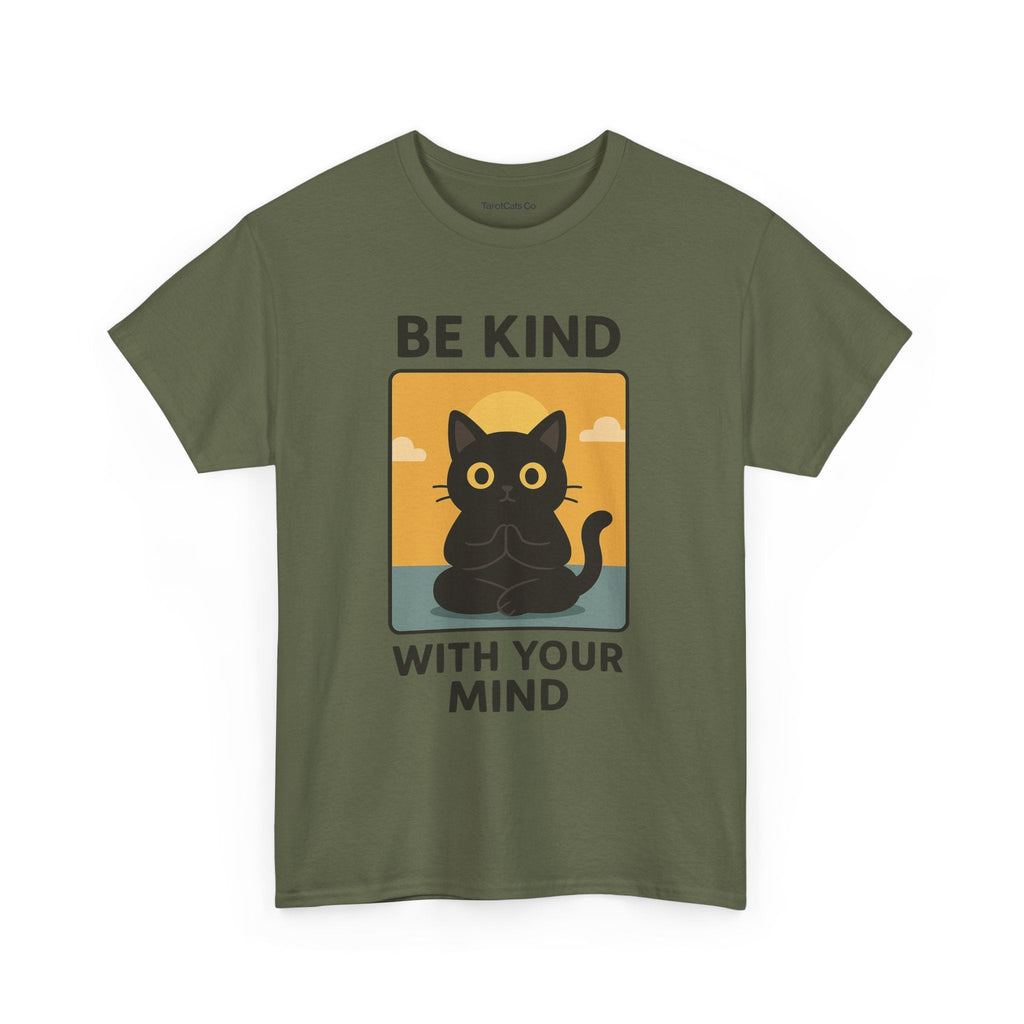 Be Kind With Your Mind Unisex Cat Tarot Design Cotton Eco Friendly T Shirt For Cat Lovers - TarotCats Co.