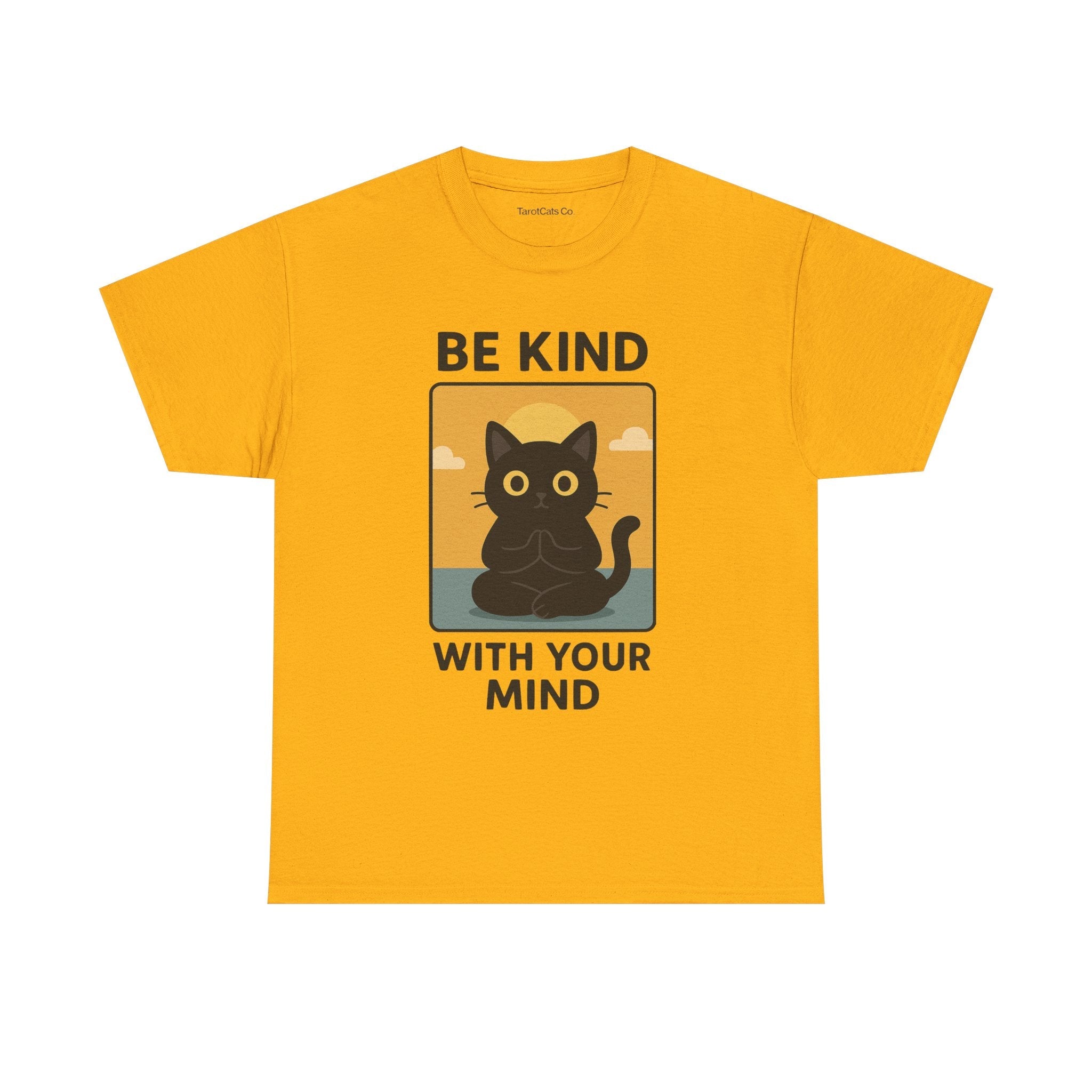 Be Kind With Your Mind Unisex Cat Tarot Design Cotton Eco Friendly T Shirt For Cat Lovers - TarotCats Co.