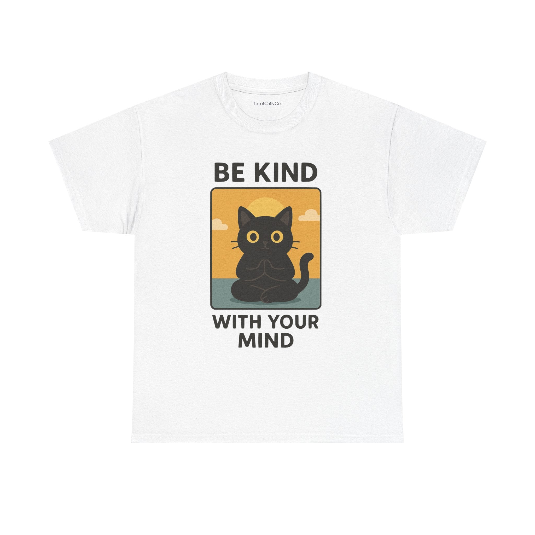 Be Kind With Your Mind Unisex Cat Tarot Design Cotton Eco Friendly T Shirt For Cat Lovers - TarotCats Co.