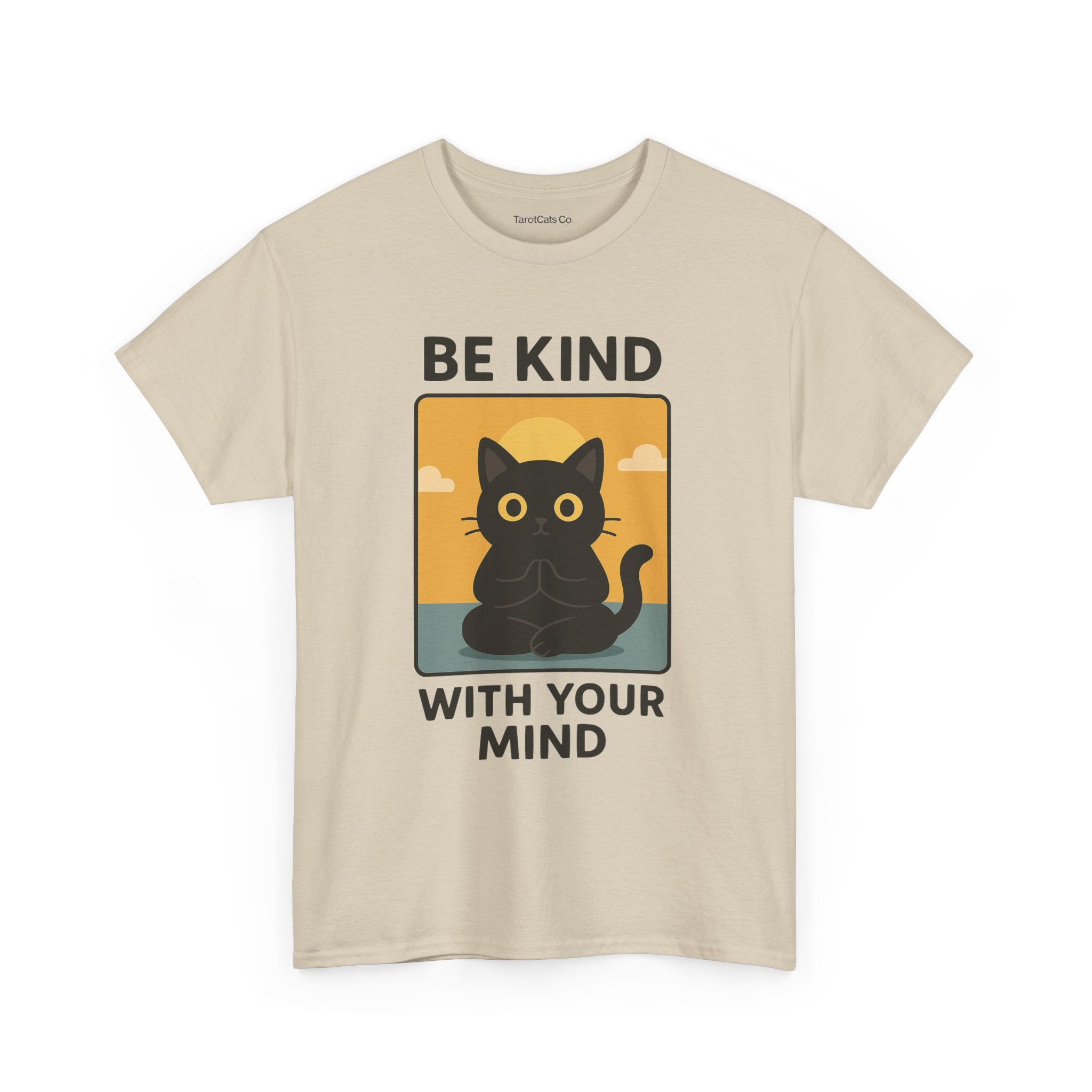 Be Kind With Your Mind Unisex Cat Tarot Design Cotton Eco Friendly T Shirt For Cat Lovers - TarotCats Co.