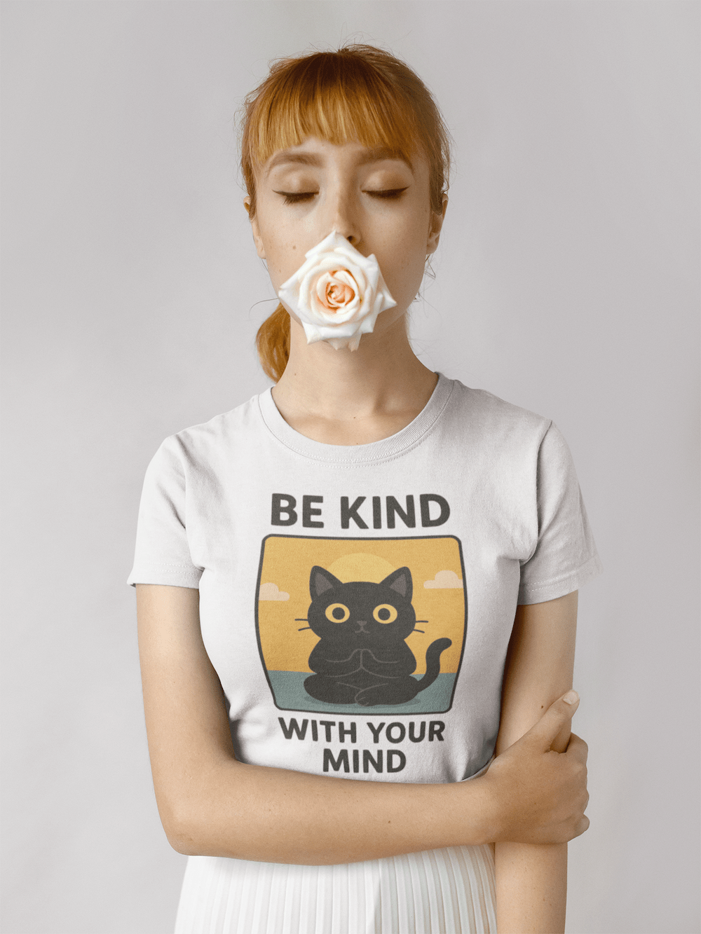 Be Kind With Your Mind Unisex Cat Tarot Design Cotton Eco Friendly T Shirt For Cat Lovers - TarotCats Co.