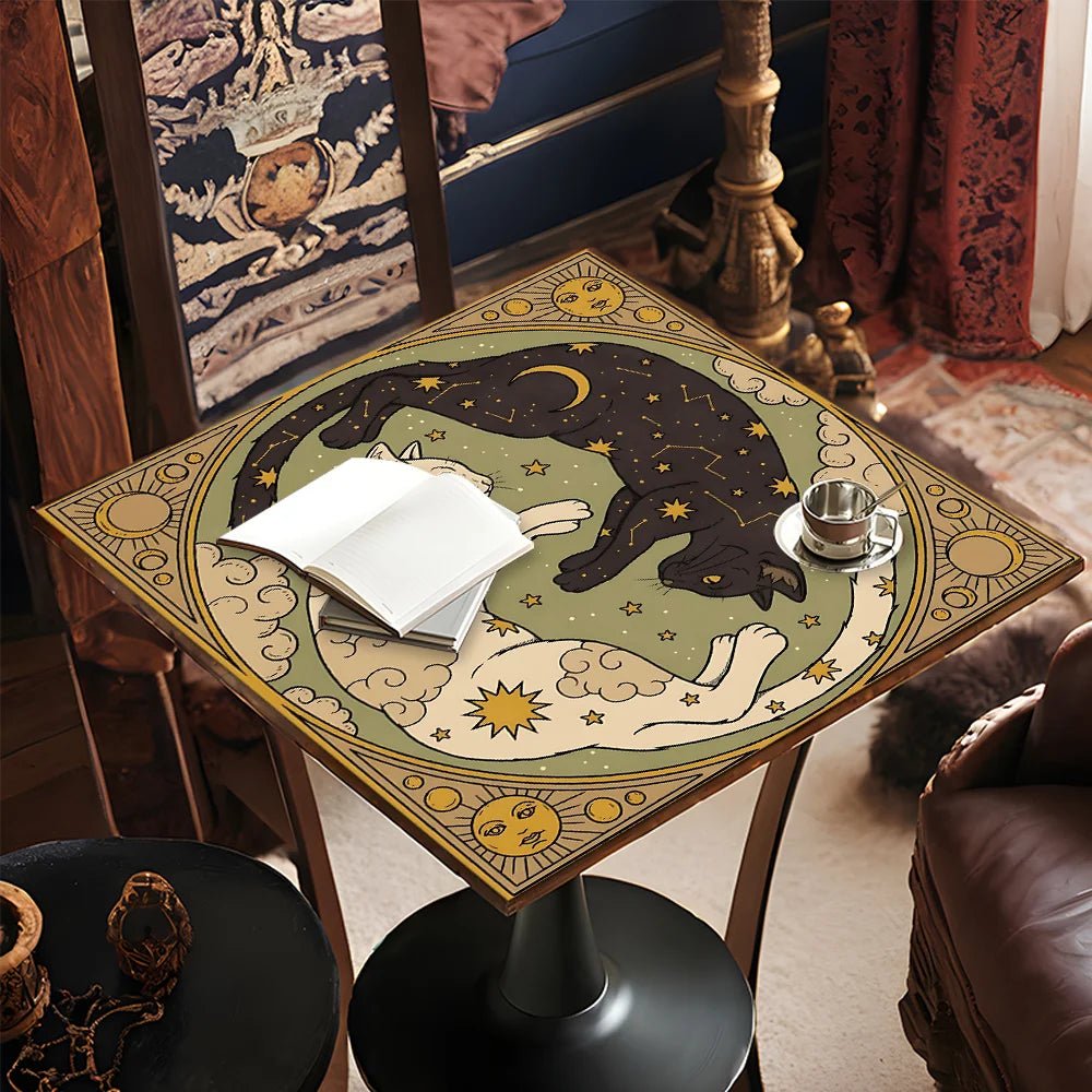 Black and White Cat Tarot Card Table Cloth - TarotCats Co.