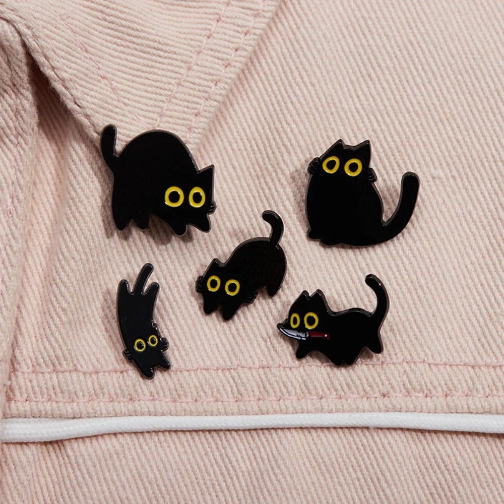 Black Cat Brooch Shirt Pin - TarotCats Co.