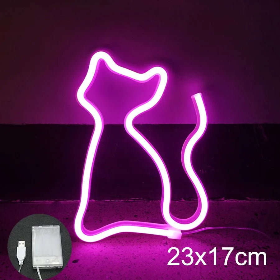 Cat LED Neon Sign Animal Decoration Lamp Night Light USB / Battery Powered Custom Wall Art Decor Room Bedroom Birthday Gift Shop - TarotCats Co.