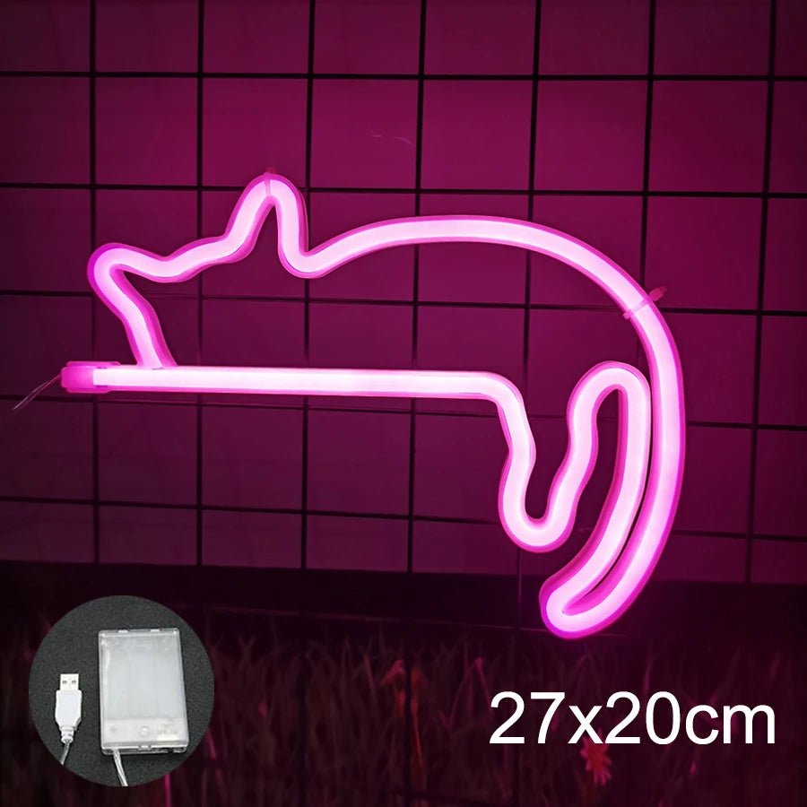 Cat LED Neon Sign Animal Decoration Lamp Night Light USB / Battery Powered Custom Wall Art Decor Room Bedroom Birthday Gift Shop - TarotCats Co.