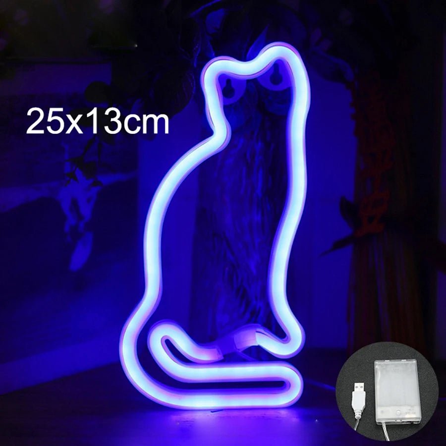 Cat LED Neon Sign Animal Decoration Lamp Night Light USB / Battery Powered Custom Wall Art Decor Room Bedroom Birthday Gift Shop - TarotCats Co.