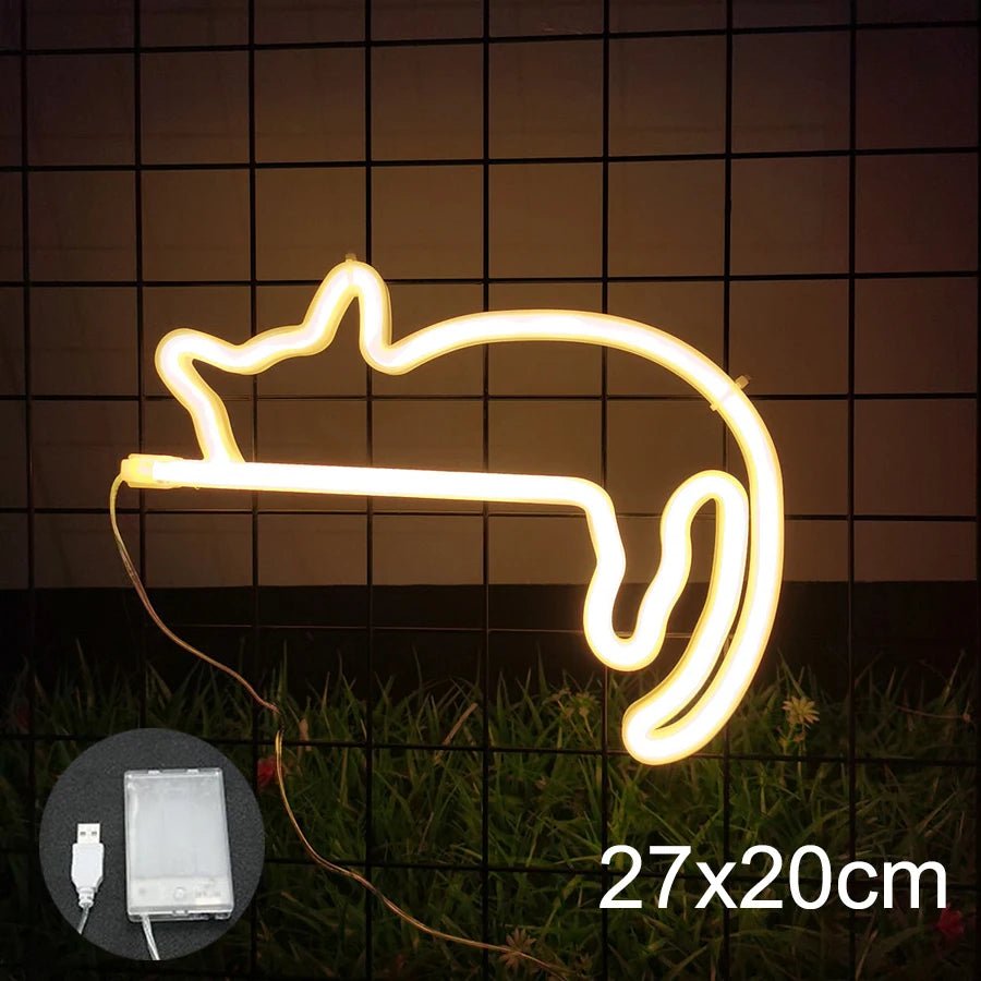 Cat LED Neon Sign Animal Decoration Lamp Night Light USB / Battery Powered Custom Wall Art Decor Room Bedroom Birthday Gift Shop - TarotCats Co.