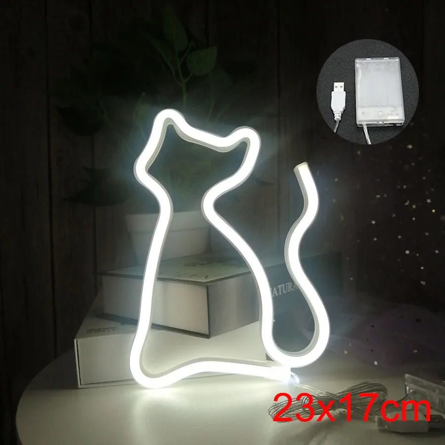 Cat LED Neon Sign Animal Decoration Lamp Night Light USB / Battery Powered Custom Wall Art Decor Room Bedroom Birthday Gift Shop - TarotCats Co.