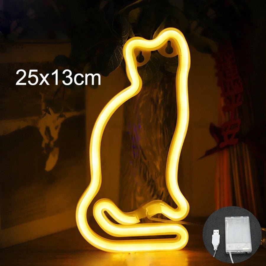 Cat LED Neon Sign Animal Decoration Lamp Night Light USB / Battery Powered Custom Wall Art Decor Room Bedroom Birthday Gift Shop - TarotCats Co.