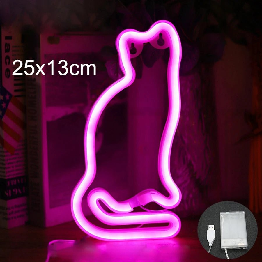Cat LED Neon Sign Animal Decoration Lamp Night Light USB / Battery Powered Custom Wall Art Decor Room Bedroom Birthday Gift Shop - TarotCats Co.