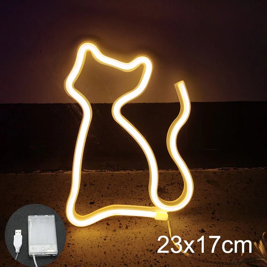 Cat LED Neon Sign Animal Decoration Lamp Night Light USB / Battery Powered Custom Wall Art Decor Room Bedroom Birthday Gift Shop - TarotCats Co.