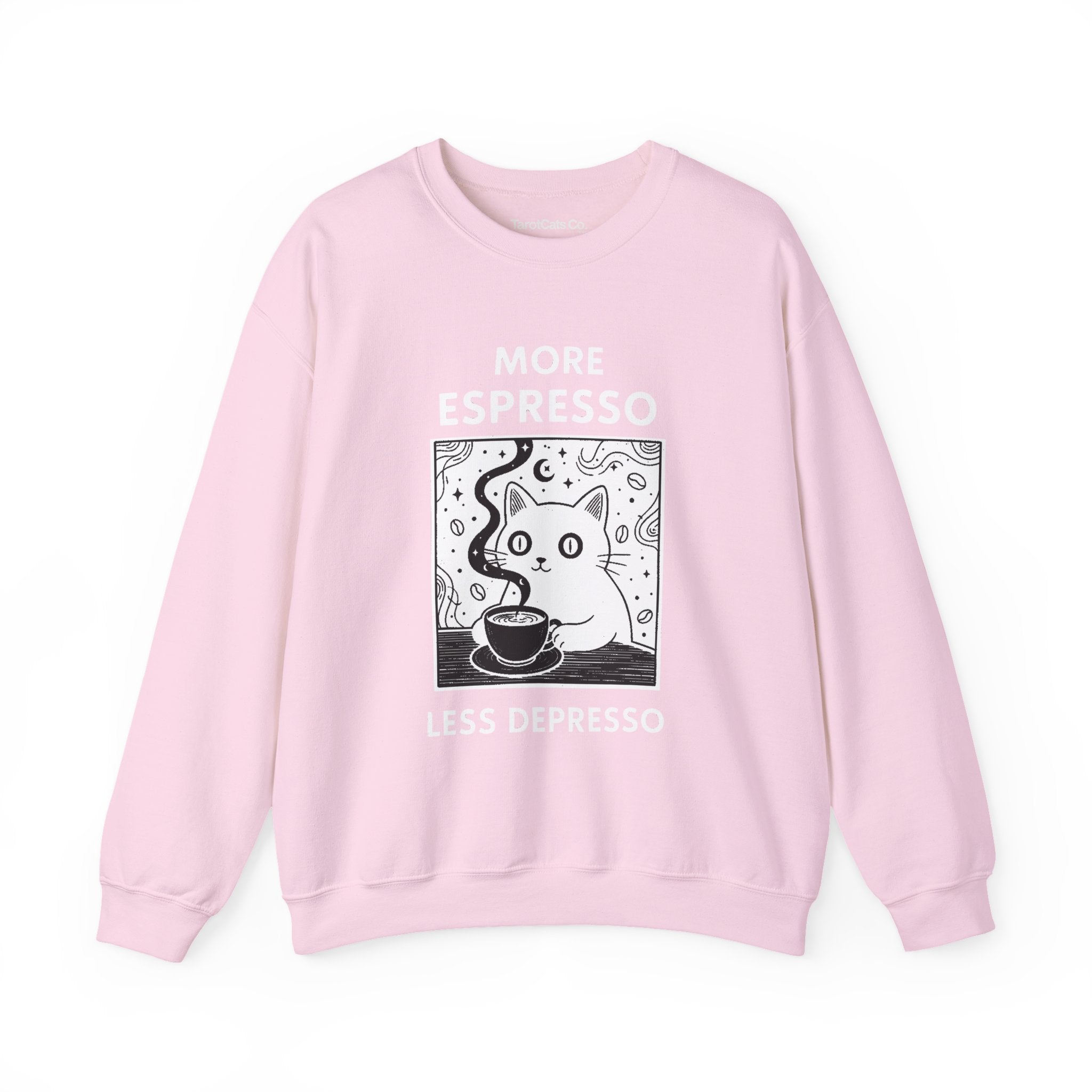 Espresso Cat Crewneck Sweatshirt For Coffee Lovers Unisex Pullover Cozy Gift For Cat Lovers - TarotCats Co.