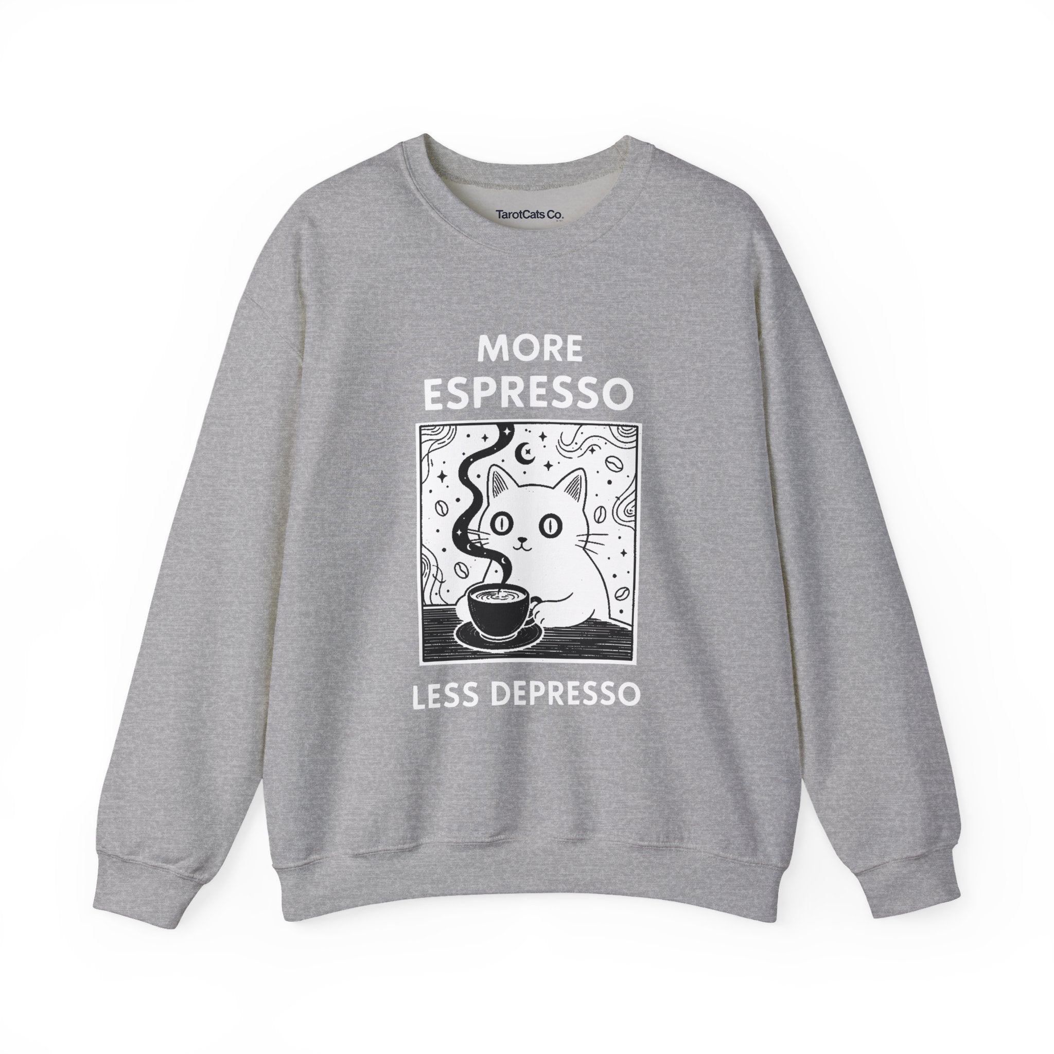 Espresso Cat Crewneck Sweatshirt For Coffee Lovers Unisex Pullover Cozy Gift For Cat Lovers - TarotCats Co.