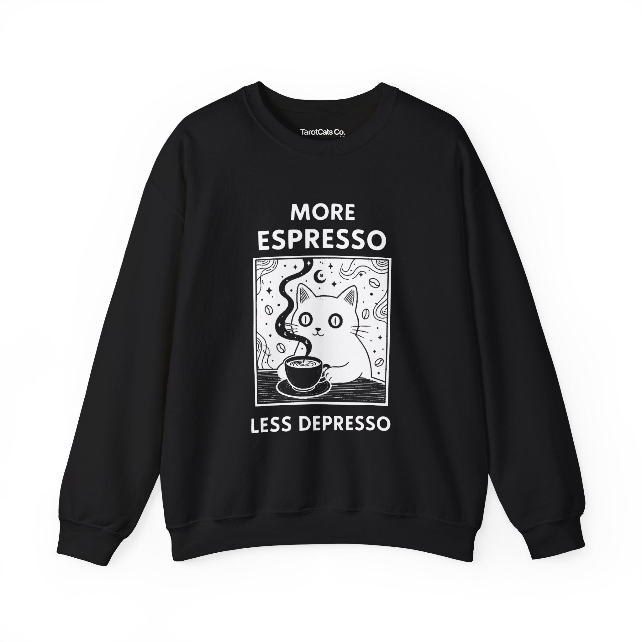 Espresso Cat Crewneck Sweatshirt For Coffee Lovers Unisex Pullover Cozy Gift For Cat Lovers - TarotCats Co.