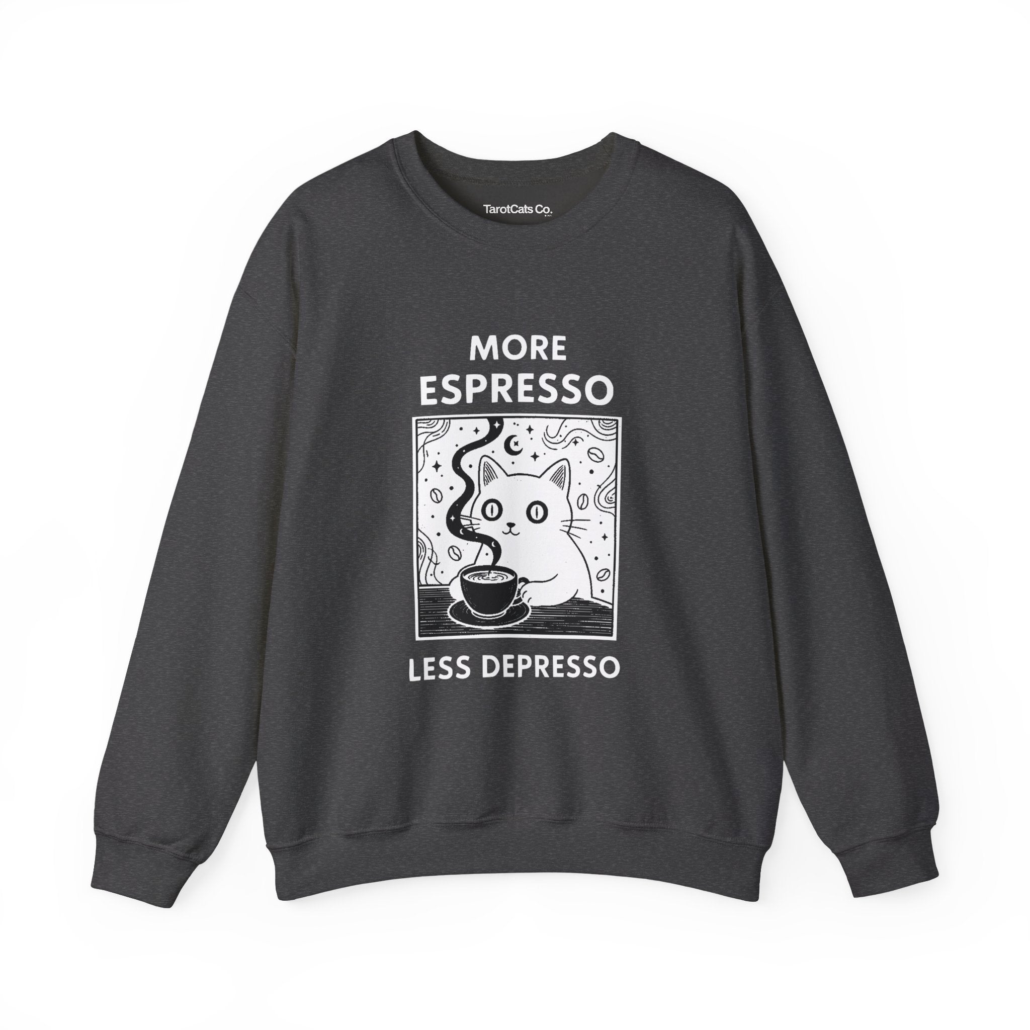 Espresso Cat Crewneck Sweatshirt For Coffee Lovers Unisex Pullover Cozy Gift For Cat Lovers - TarotCats Co.