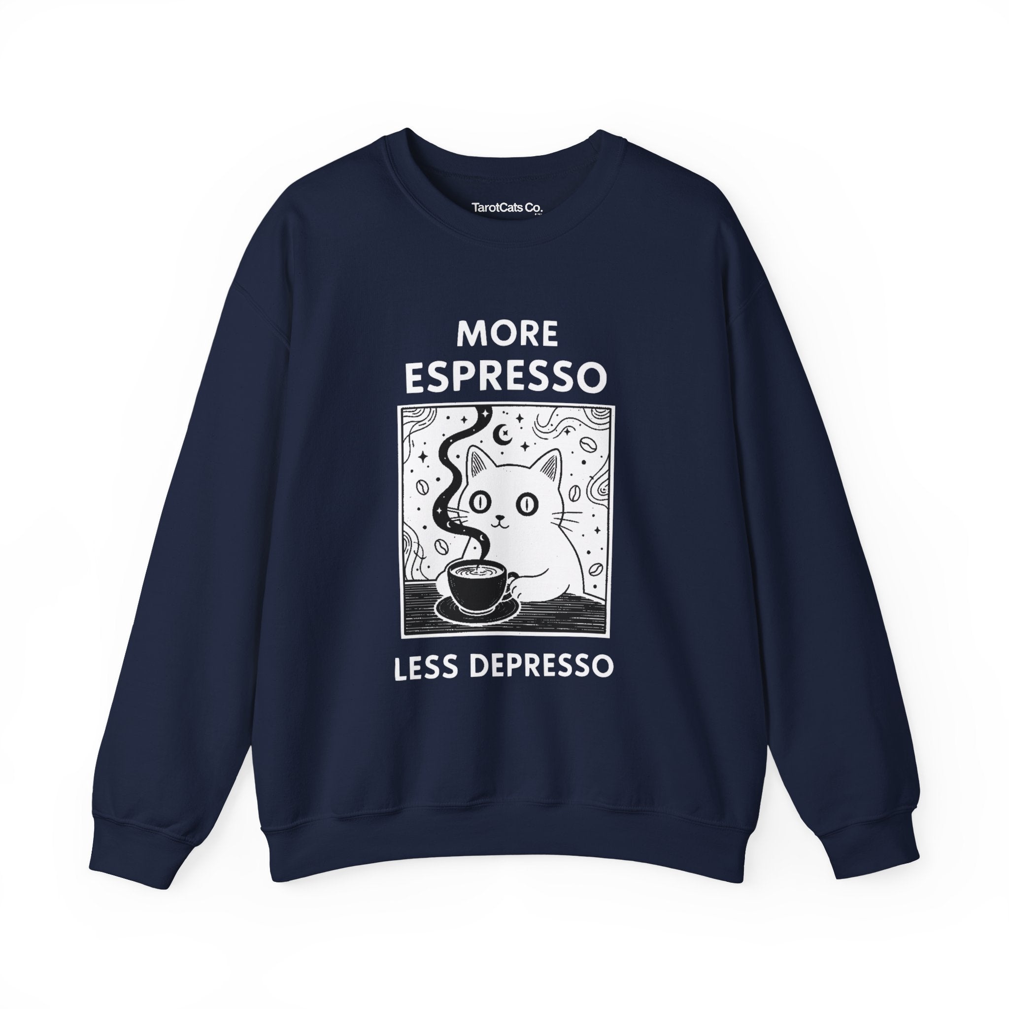 Espresso Cat Crewneck Sweatshirt For Coffee Lovers Unisex Pullover Cozy Gift For Cat Lovers - TarotCats Co.