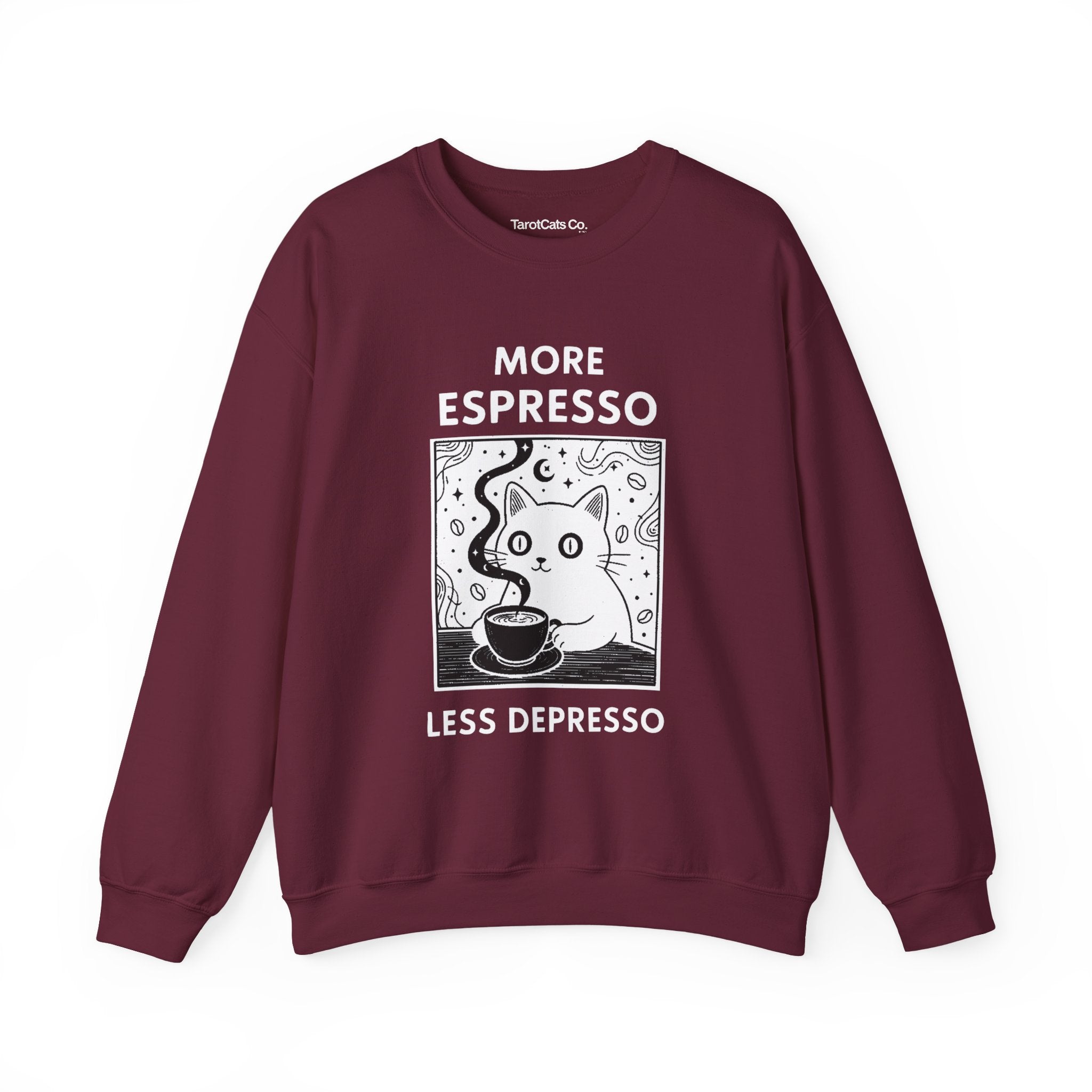 Espresso Cat Crewneck Sweatshirt For Coffee Lovers Unisex Pullover Cozy Gift For Cat Lovers - TarotCats Co.