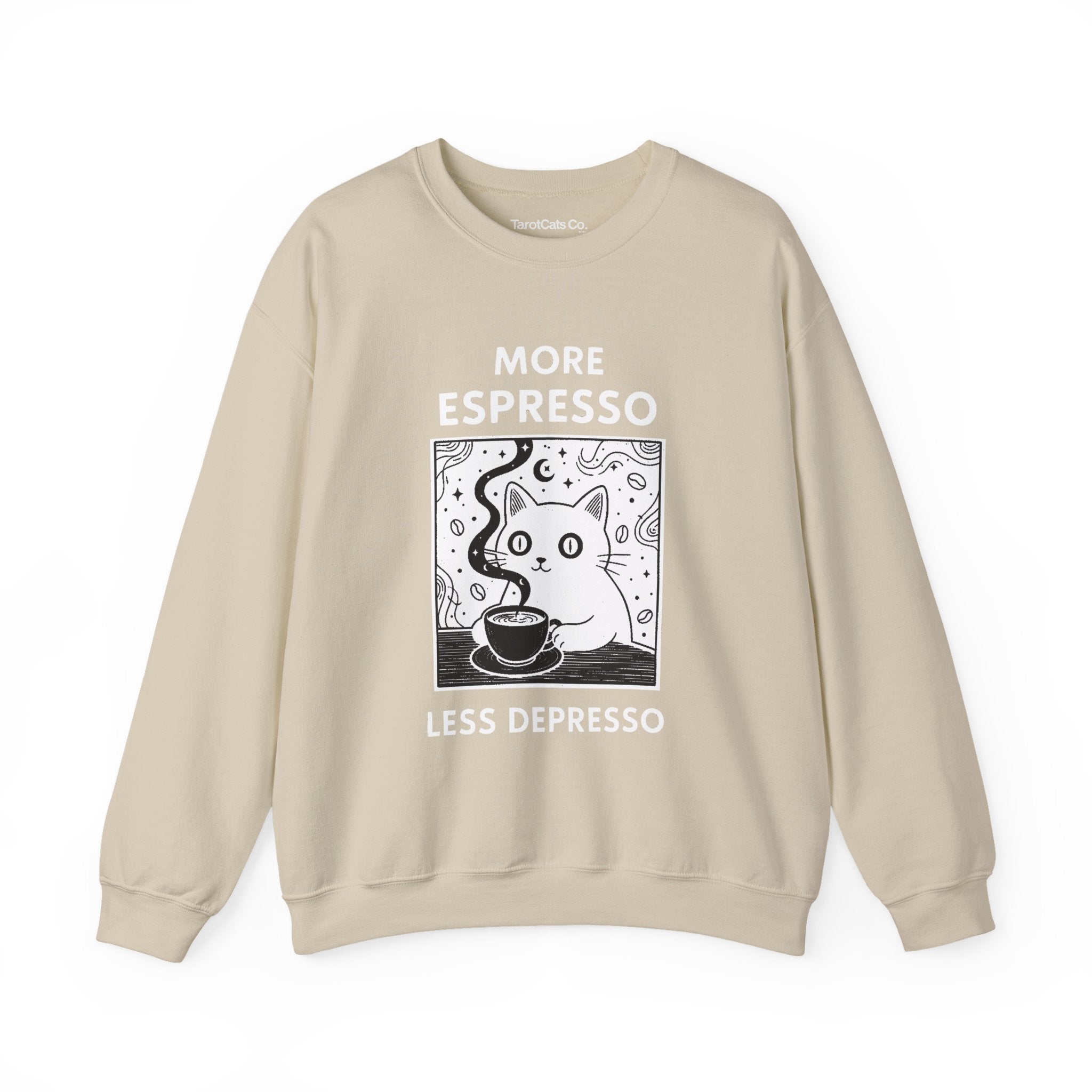 Espresso Cat Crewneck Sweatshirt For Coffee Lovers Unisex Pullover Cozy Gift For Cat Lovers - TarotCats Co.