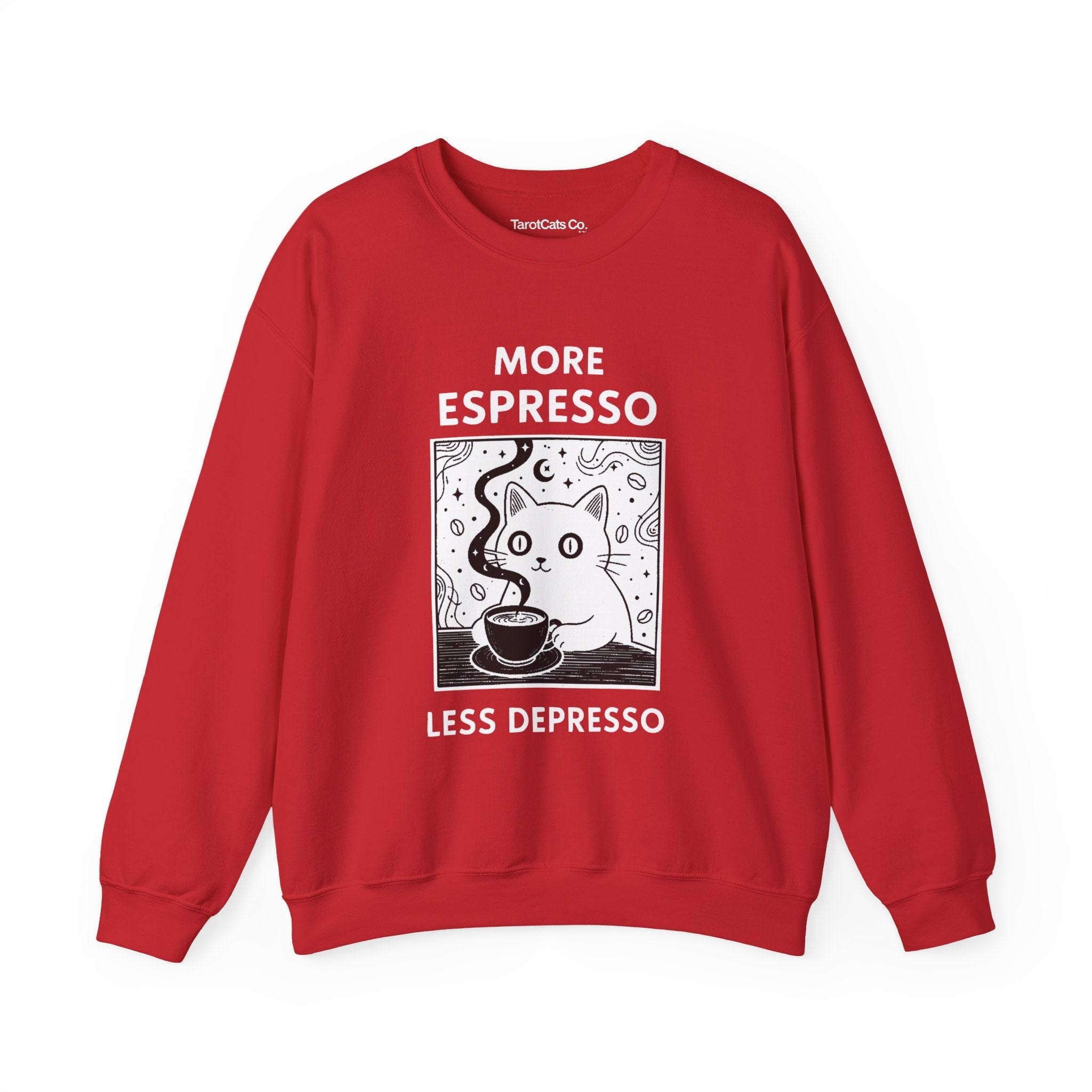 Espresso Cat Crewneck Sweatshirt For Coffee Lovers Unisex Pullover Cozy Gift For Cat Lovers - TarotCats Co.