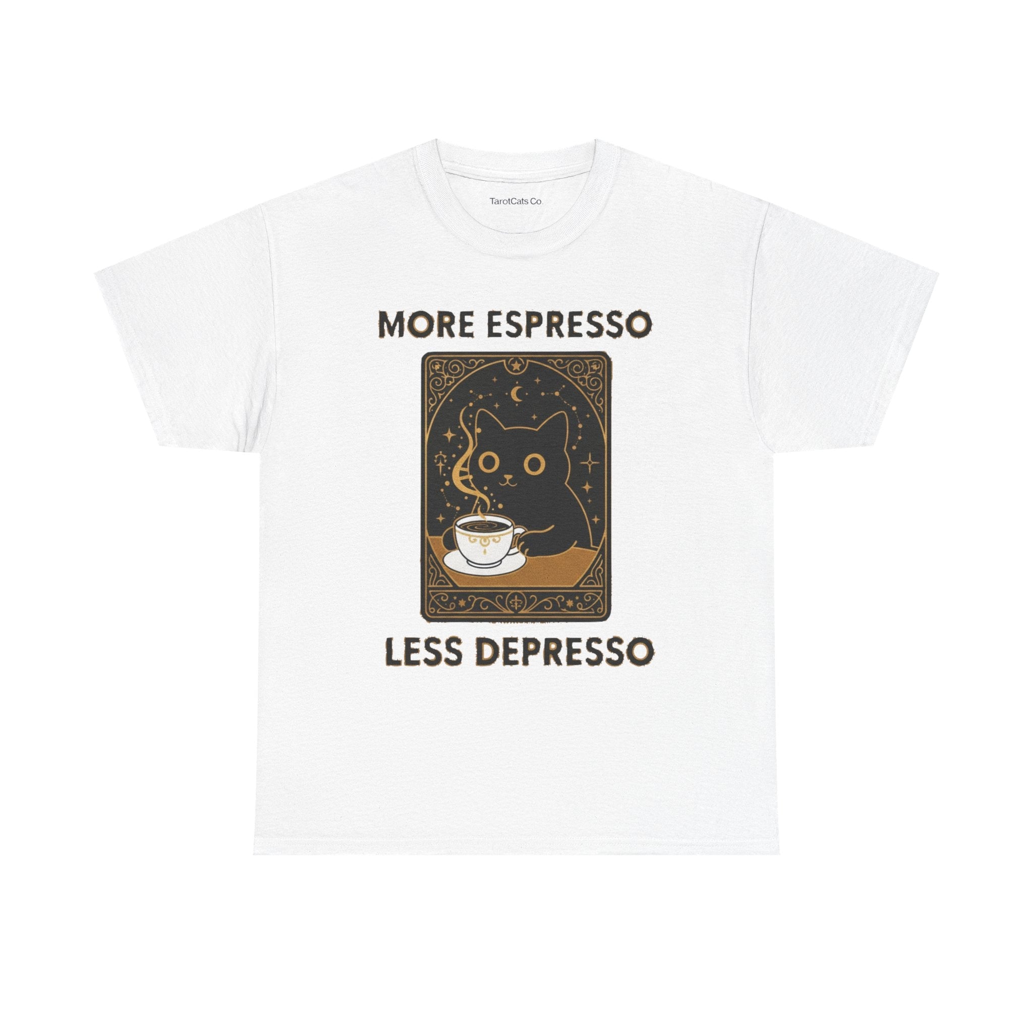 Espresso Cat Tee Cozy Coffee Lover Shirt Cute Cat T Shirt Gift For Coffee Addicts Unique Casual Wear - TarotCats Co.