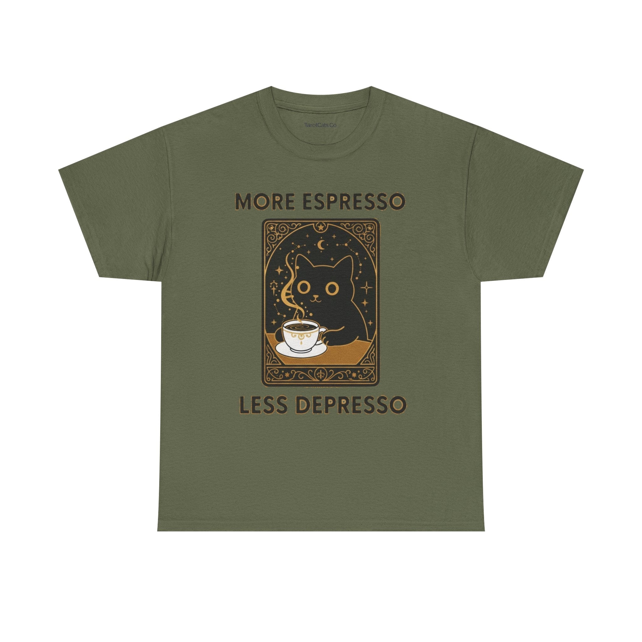 Espresso Cat Tee Cozy Coffee Lover Shirt Cute Cat T Shirt Gift For Coffee Addicts Unique Casual Wear - TarotCats Co.