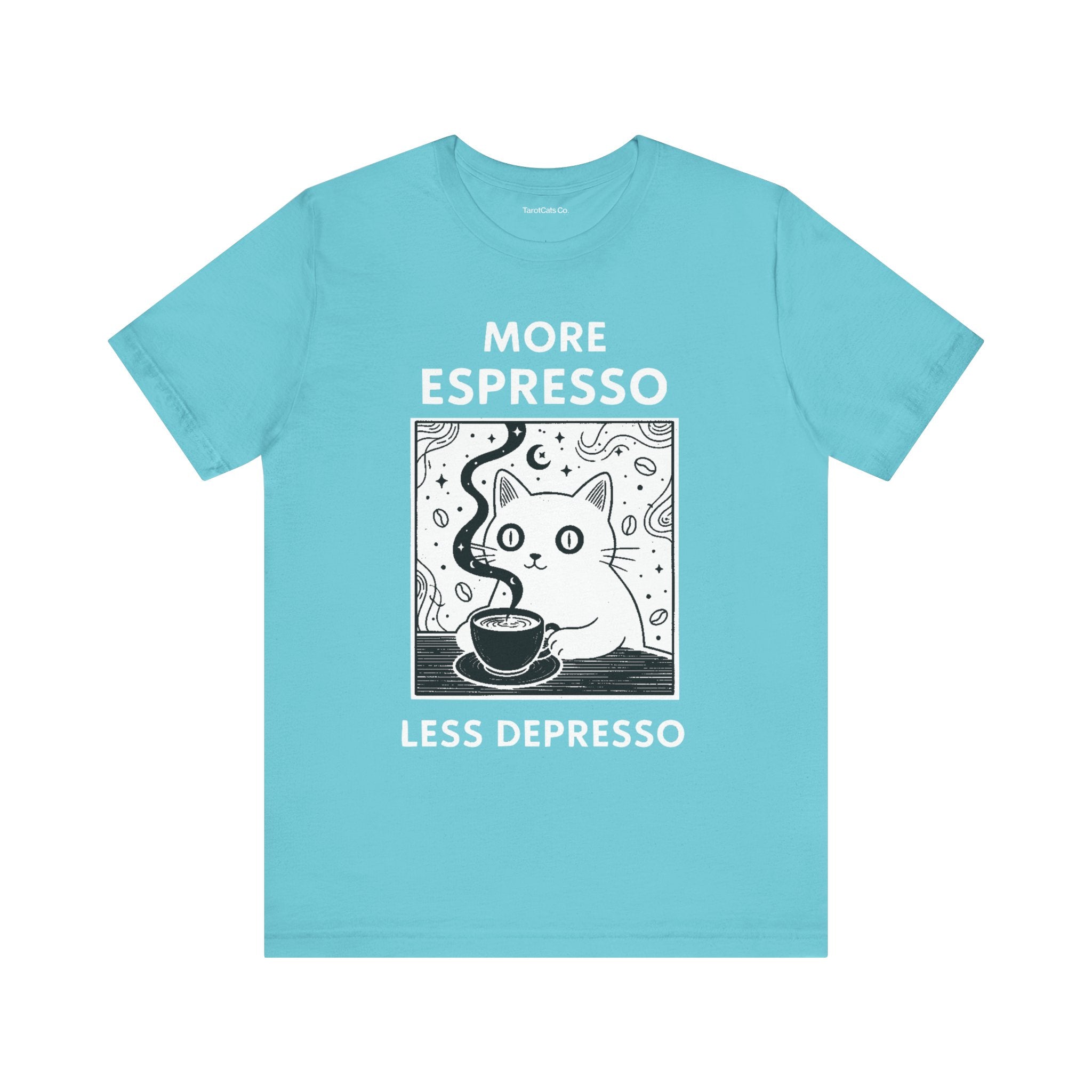 Funny Cat Tee for Coffee Lovers Gift Quirky T Shirt Cute Animal Shirt Casual Wear for Pet Lovers - TarotCats Co.