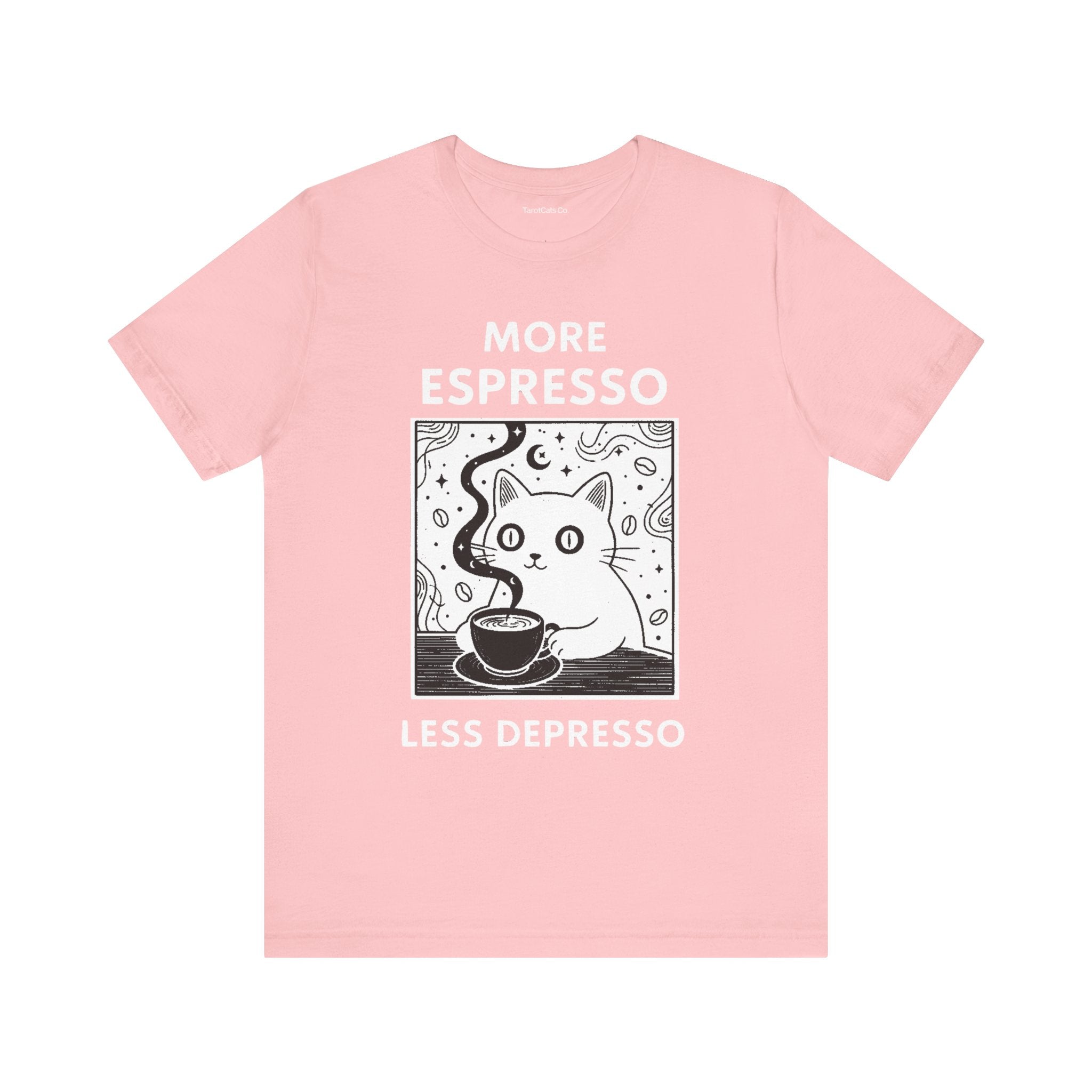 Funny Cat Tee for Coffee Lovers Gift Quirky T Shirt Cute Animal Shirt Casual Wear for Pet Lovers - TarotCats Co.