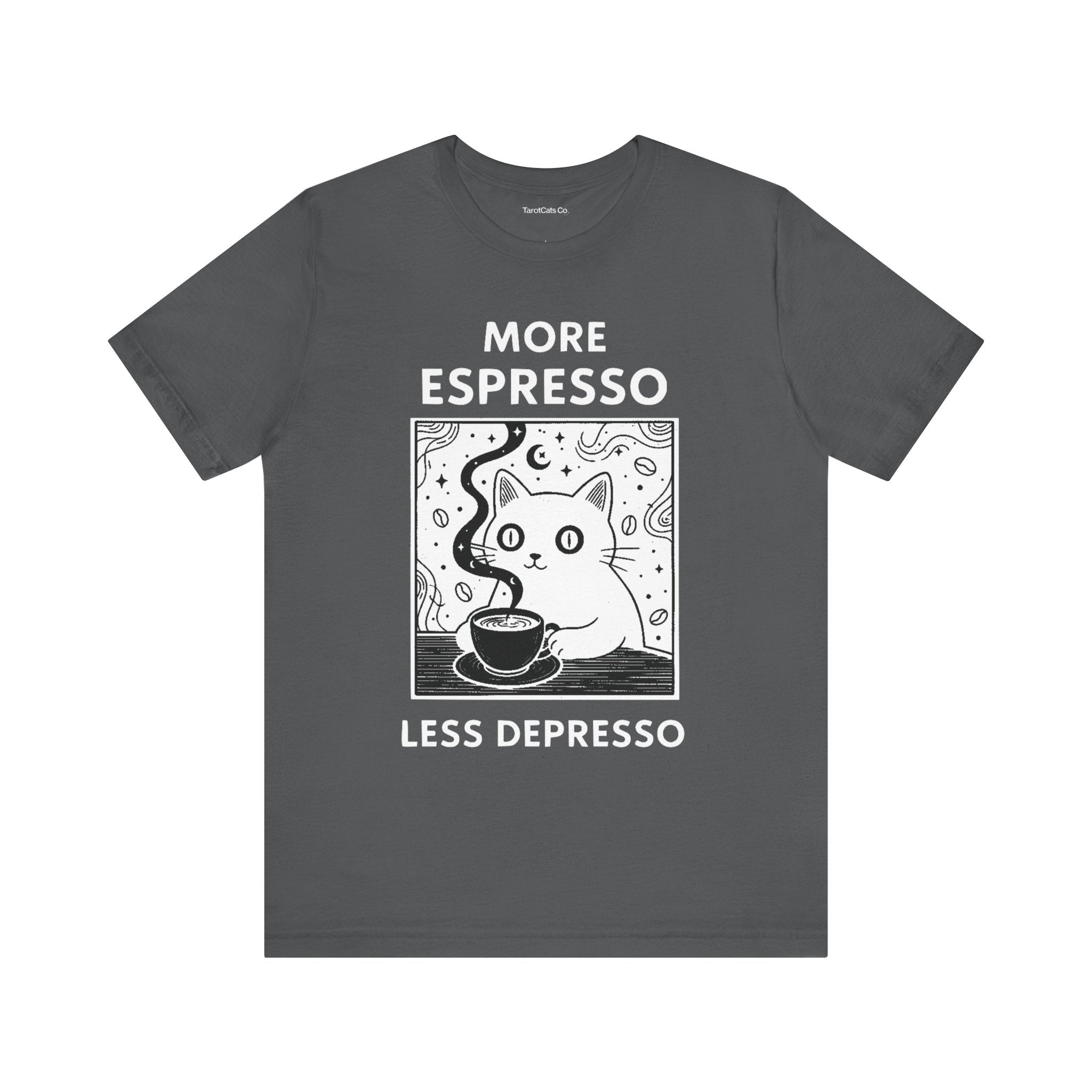 Funny Cat Tee for Coffee Lovers Gift Quirky T Shirt Cute Animal Shirt Casual Wear for Pet Lovers - TarotCats Co.
