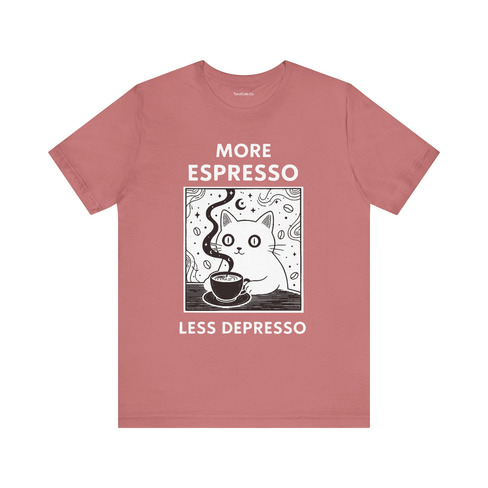Funny Cat Tee for Coffee Lovers Gift Quirky T Shirt Cute Animal Shirt Casual Wear for Pet Lovers - TarotCats Co.