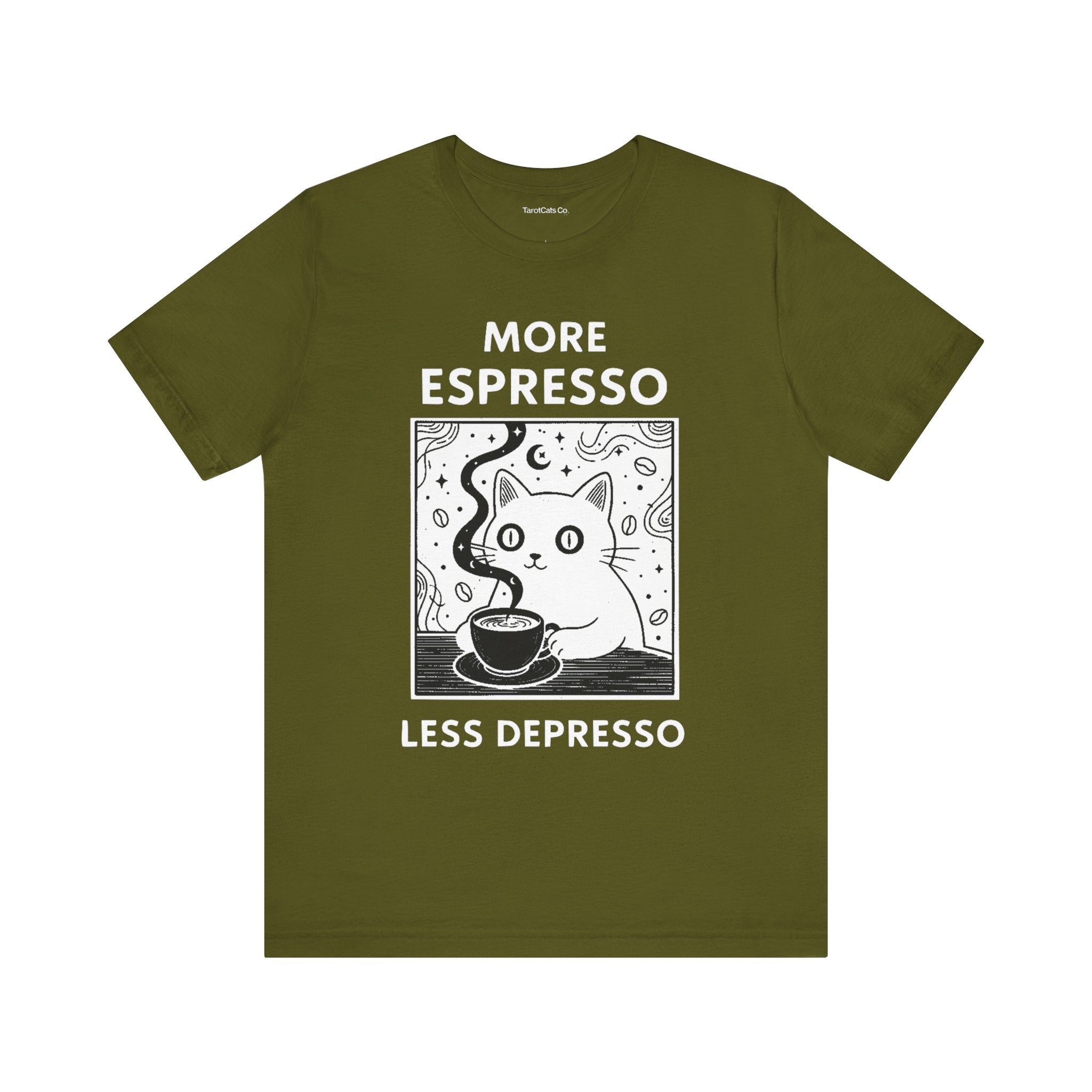 Funny Cat Tee for Coffee Lovers Gift Quirky T Shirt Cute Animal Shirt Casual Wear for Pet Lovers - TarotCats Co.