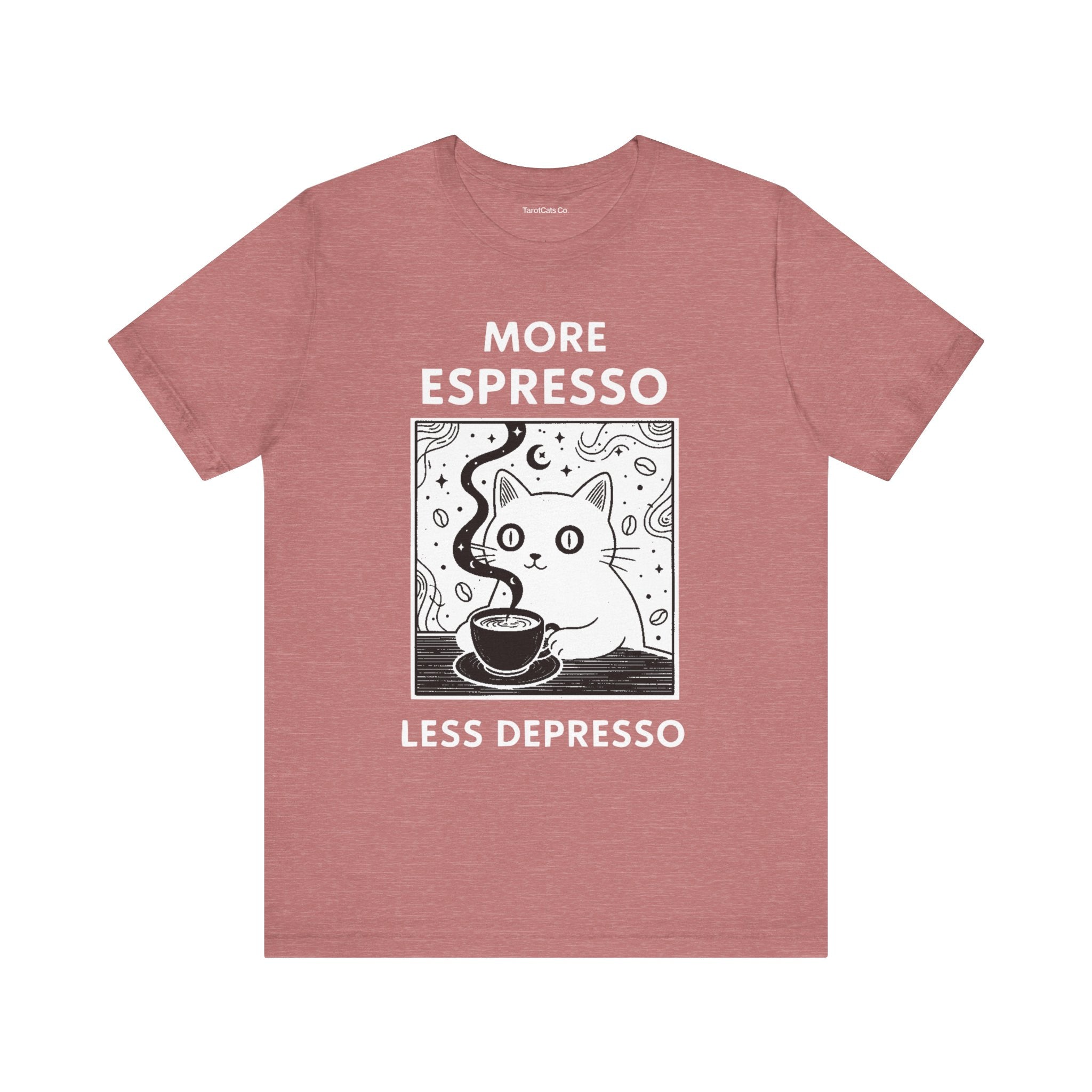 Funny Cat Tee for Coffee Lovers Gift Quirky T Shirt Cute Animal Shirt Casual Wear for Pet Lovers - TarotCats Co.
