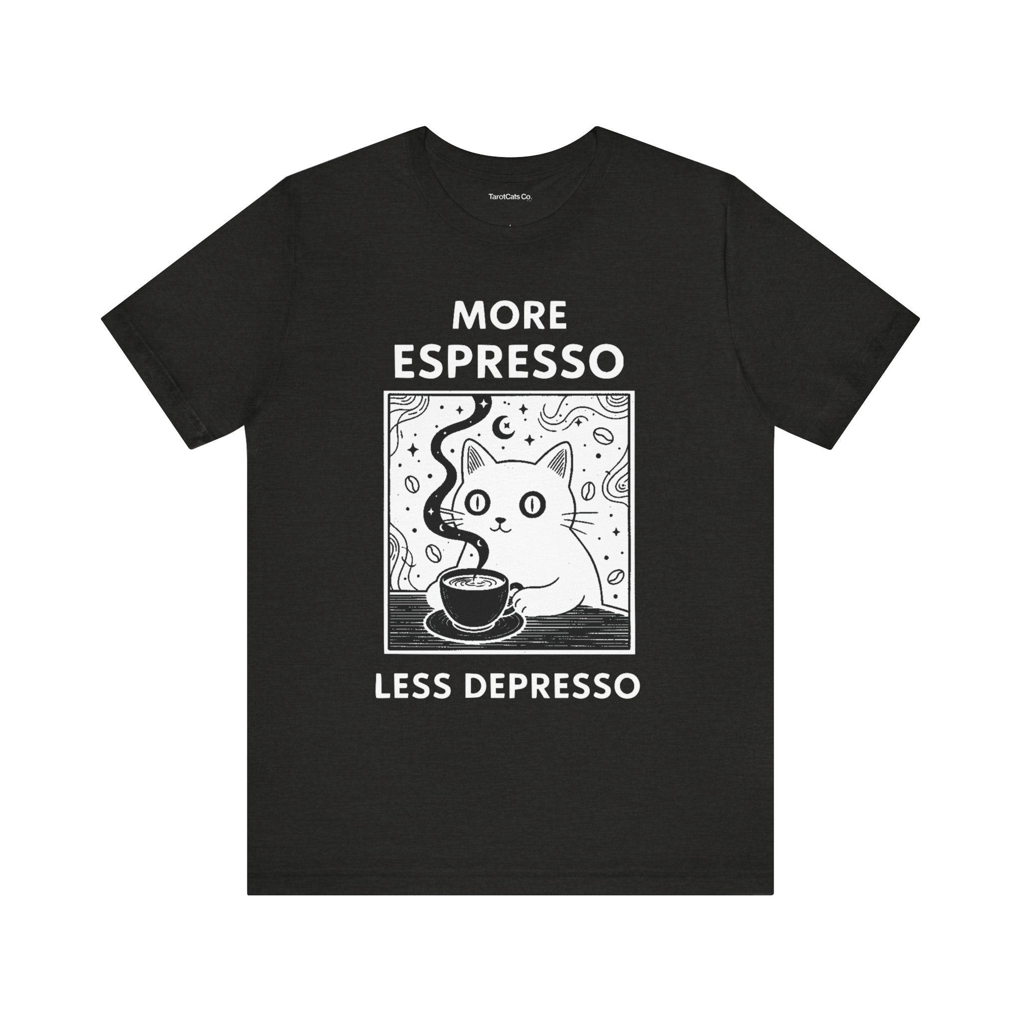 Funny Cat Tee for Coffee Lovers Gift Quirky T Shirt Cute Animal Shirt Casual Wear for Pet Lovers - TarotCats Co.