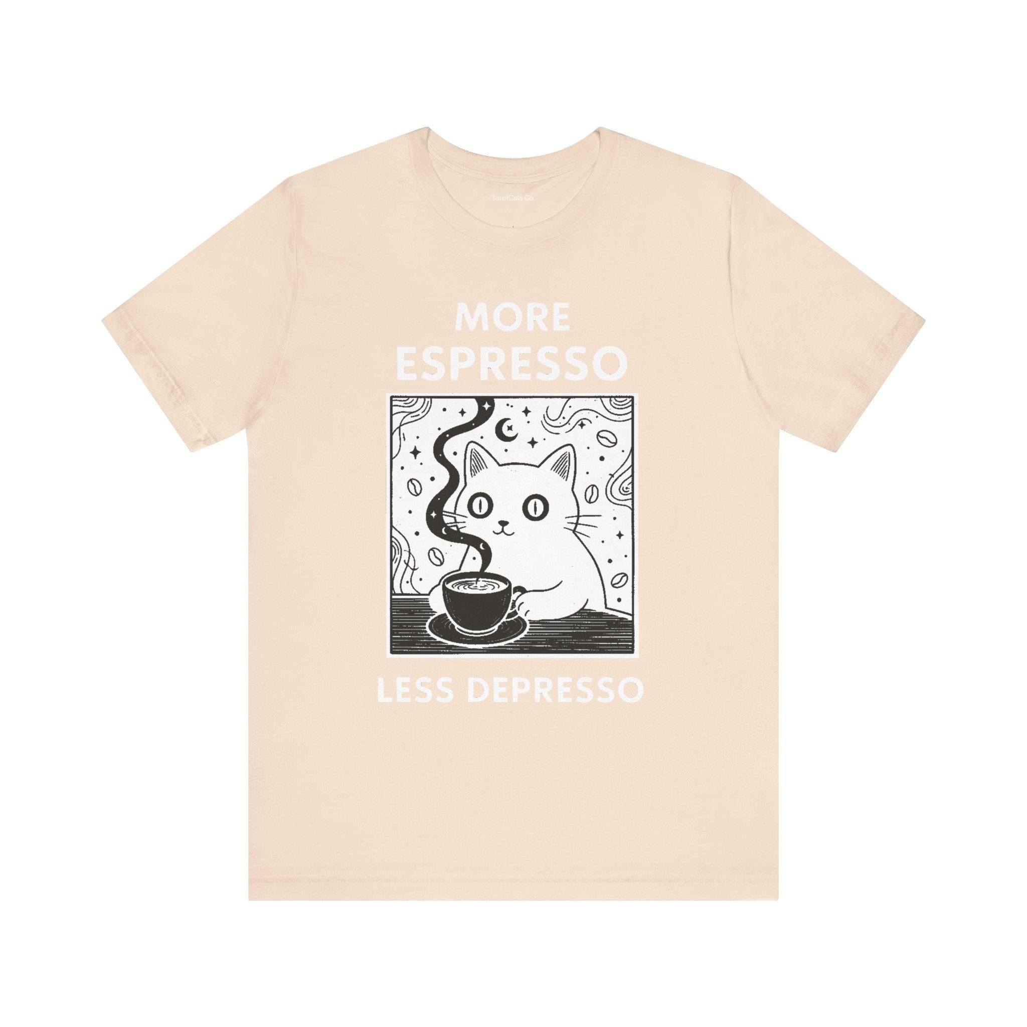 Funny Cat Tee for Coffee Lovers Gift Quirky T Shirt Cute Animal Shirt Casual Wear for Pet Lovers - TarotCats Co.