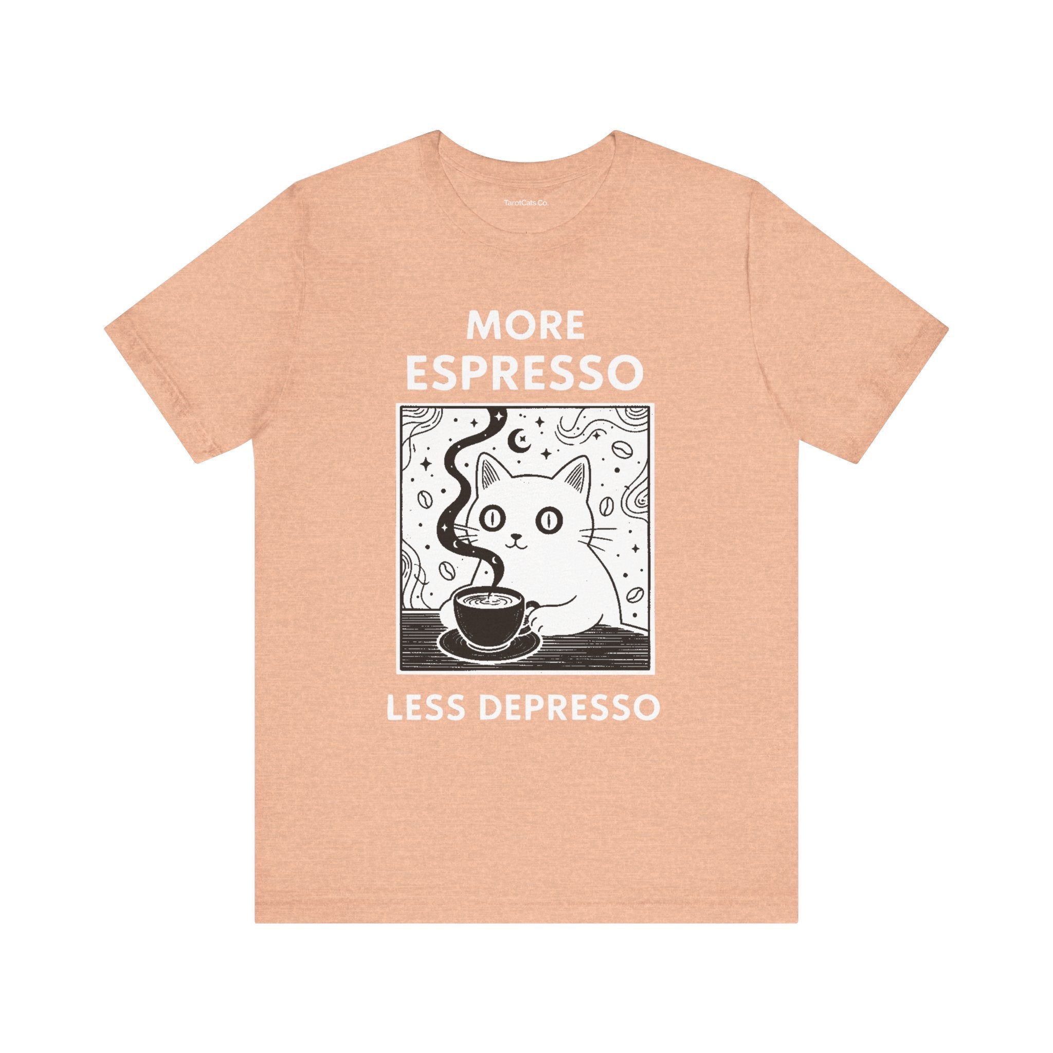 Funny Cat Tee for Coffee Lovers Gift Quirky T Shirt Cute Animal Shirt Casual Wear for Pet Lovers - TarotCats Co.