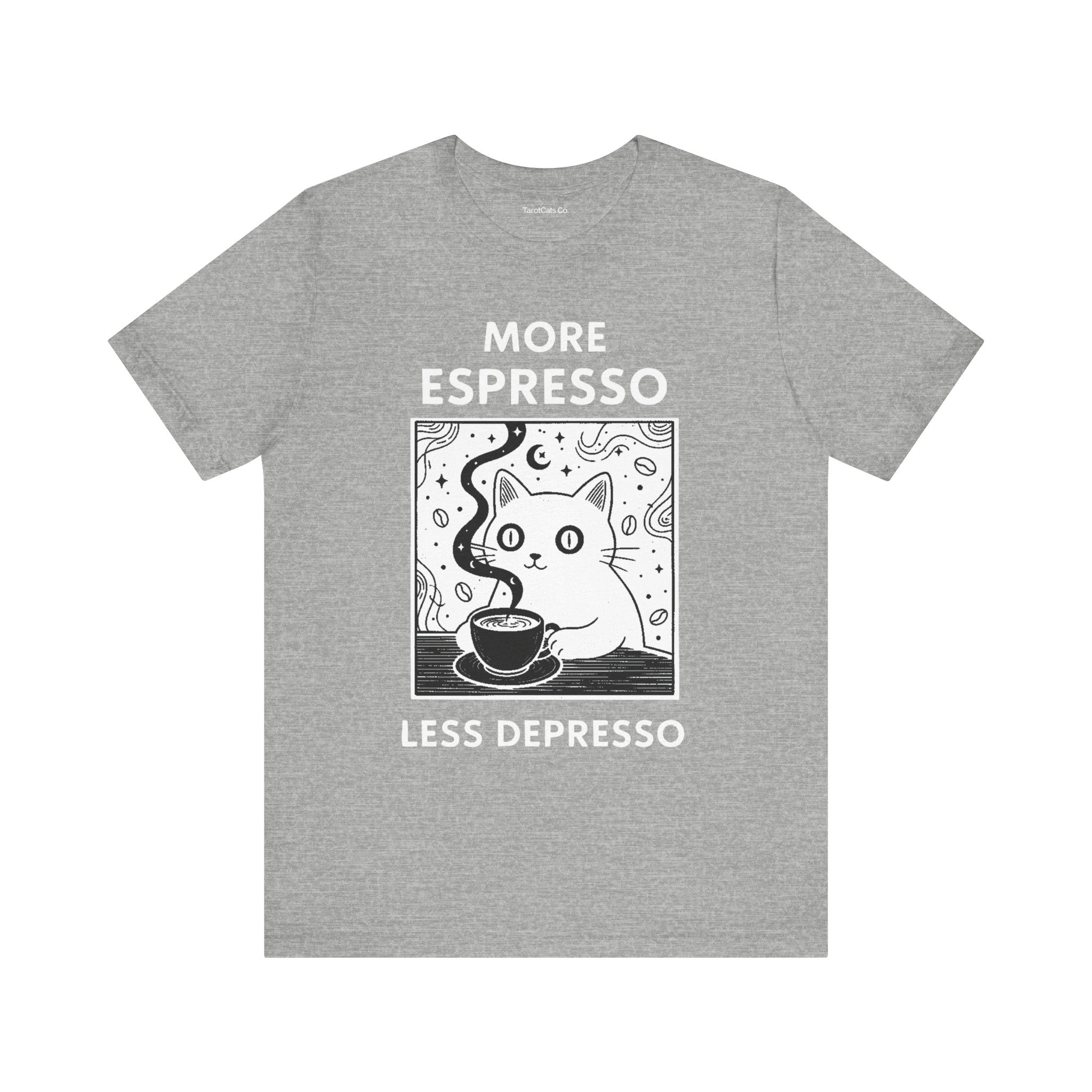 Funny Cat Tee for Coffee Lovers Gift Quirky T Shirt Cute Animal Shirt Casual Wear for Pet Lovers - TarotCats Co.