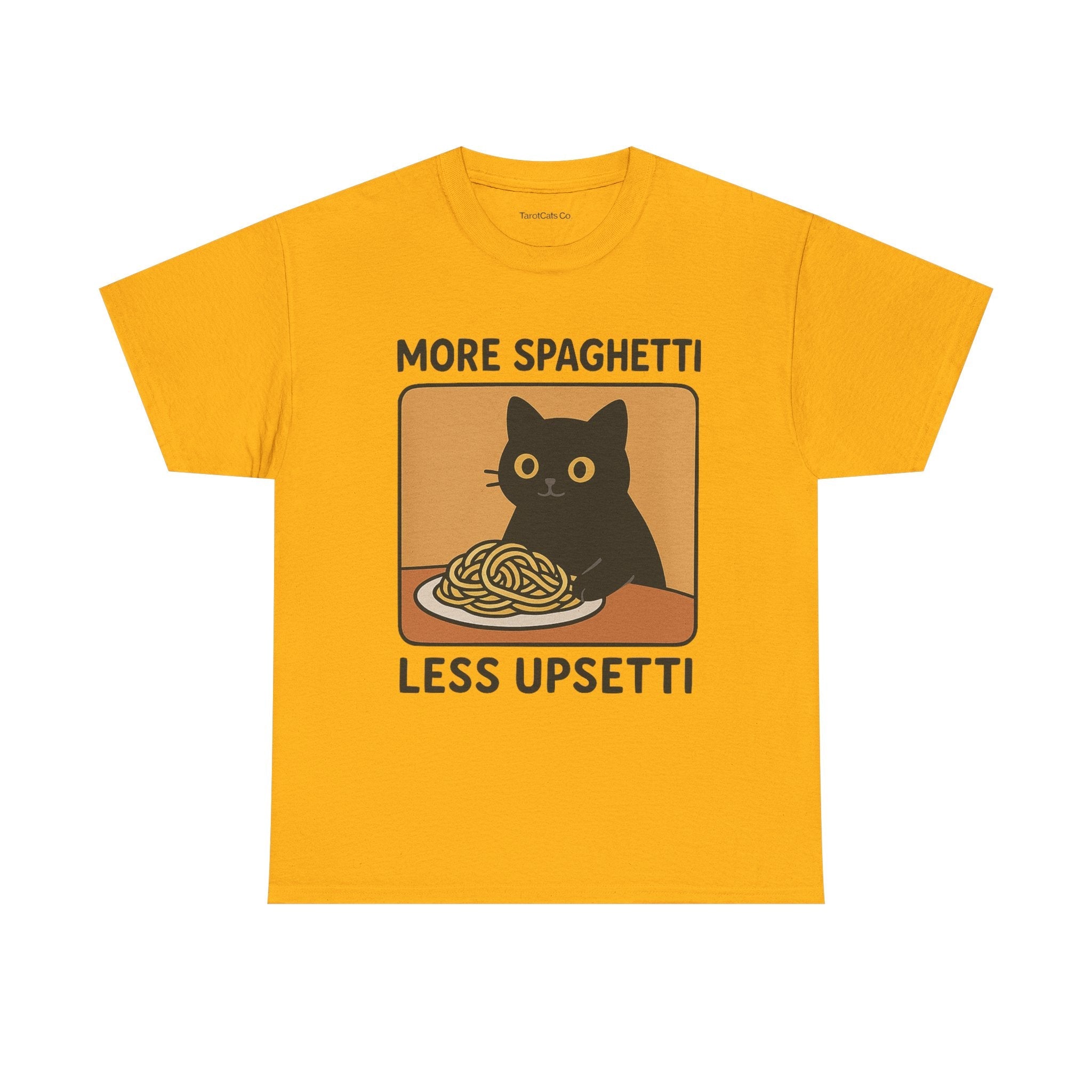 Funny Spaghetti T Shirt Unisex Tee More Spaghetti Less Upsetti Slogan 100 Percent Cotton - TarotCats Co.