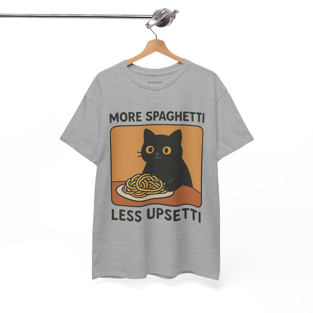 Funny Spaghetti T Shirt Unisex Tee More Spaghetti Less Upsetti Slogan 100 Percent Cotton - TarotCats Co.