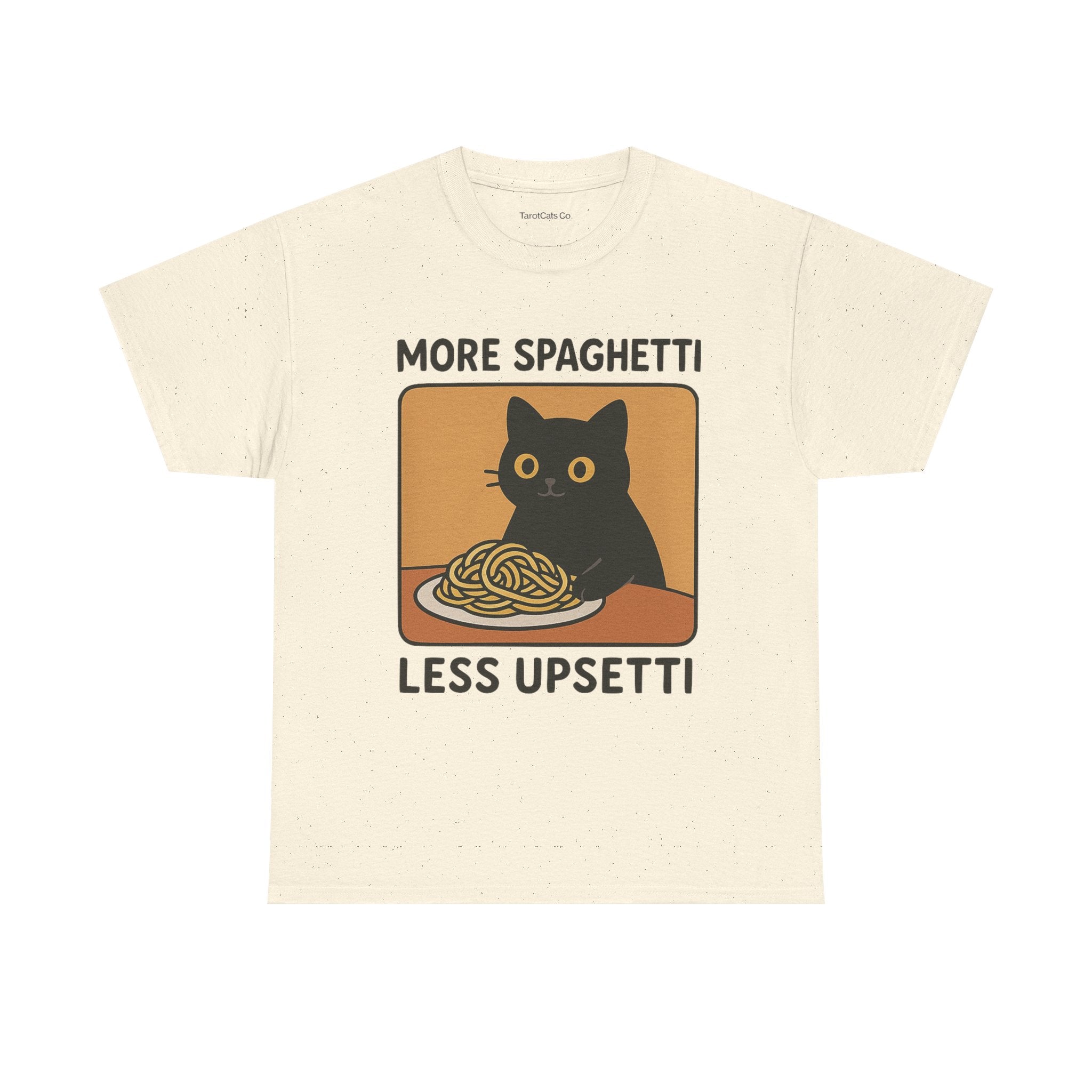 Funny Spaghetti T Shirt Unisex Tee More Spaghetti Less Upsetti Slogan 100 Percent Cotton - TarotCats Co.