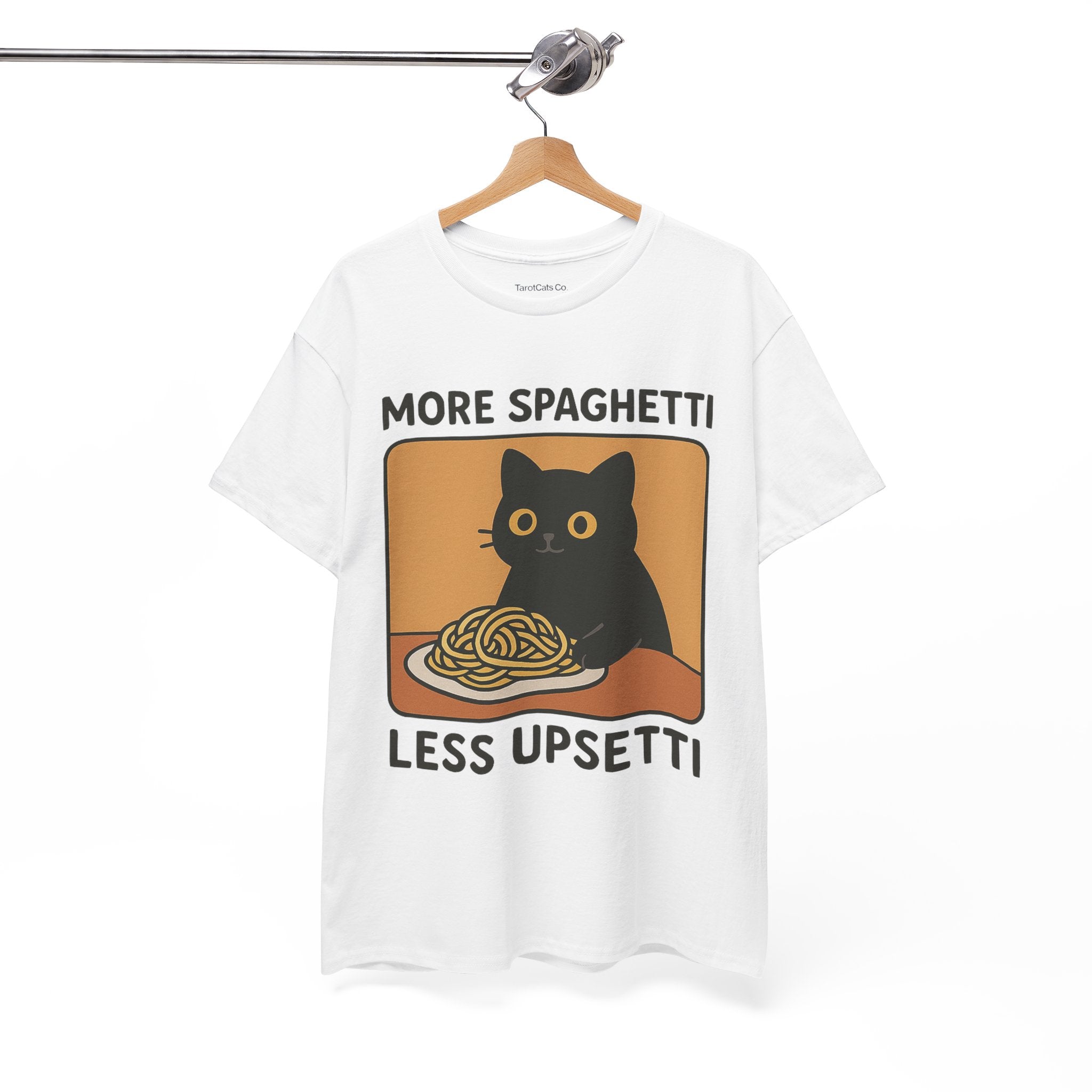Funny Spaghetti T Shirt Unisex Tee More Spaghetti Less Upsetti Slogan 100 Percent Cotton - TarotCats Co.