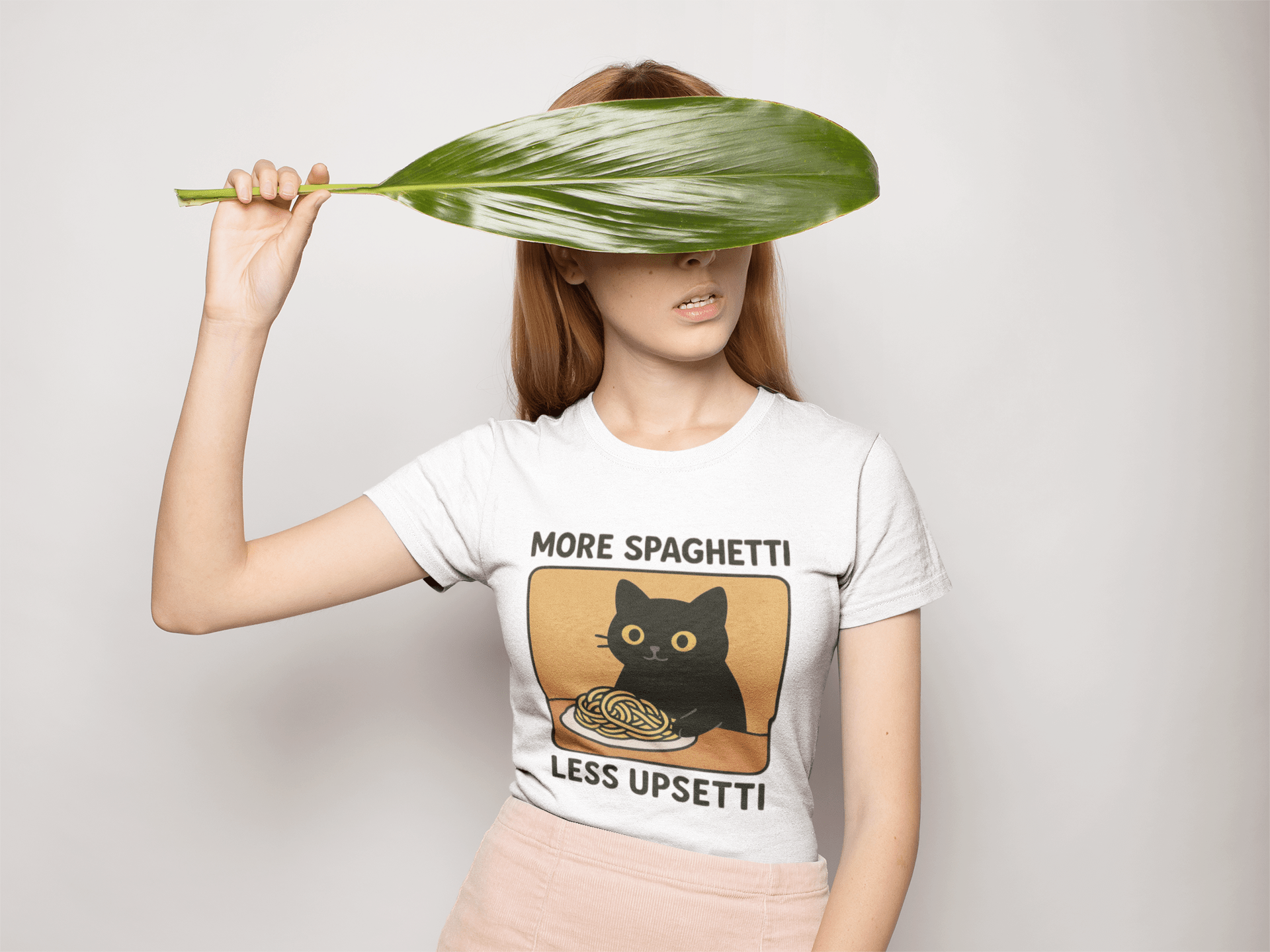 Funny Spaghetti T Shirt Unisex Tee More Spaghetti Less Upsetti Slogan 100 Percent Cotton - TarotCats Co.