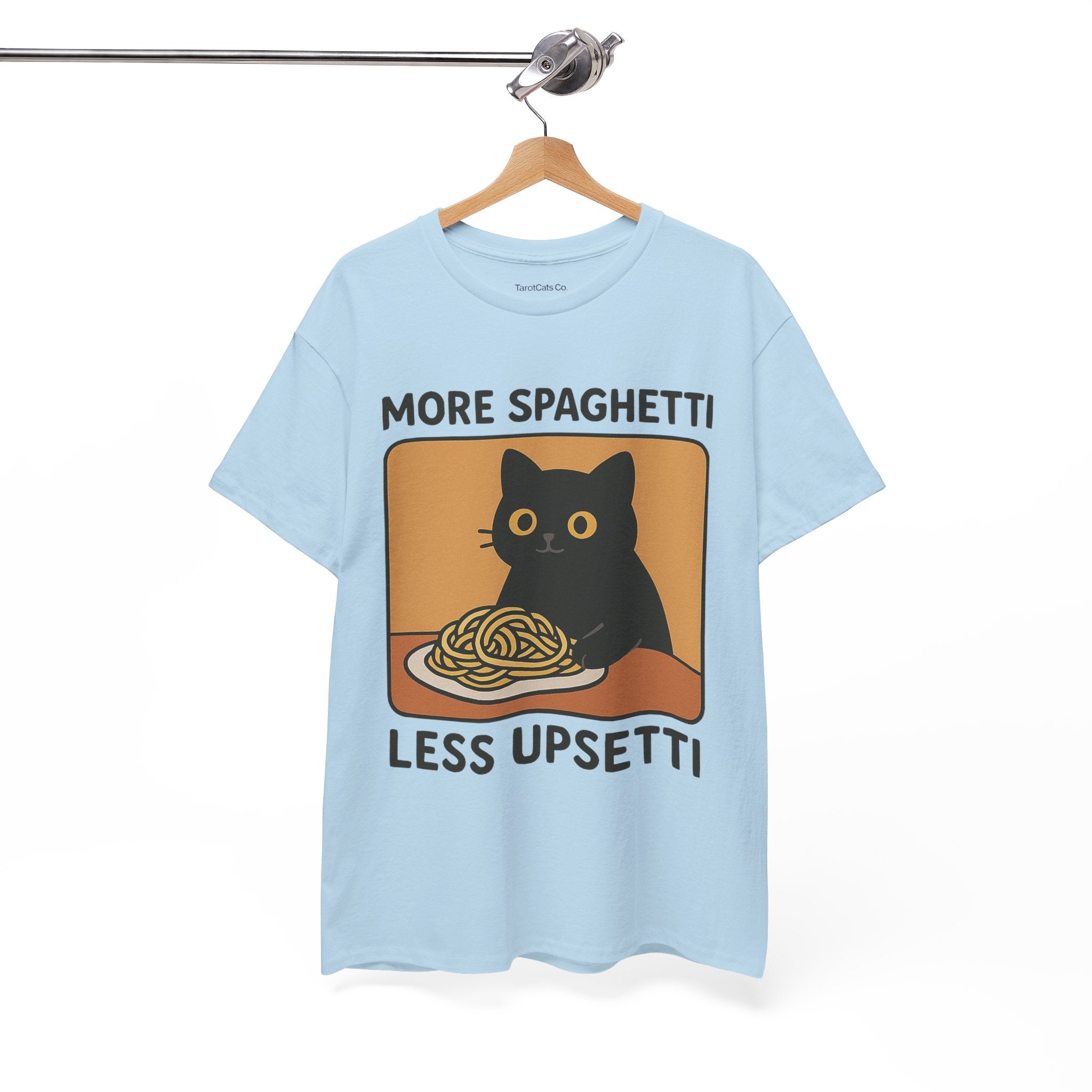 Funny Spaghetti T Shirt Unisex Tee More Spaghetti Less Upsetti Slogan 100 Percent Cotton - TarotCats Co.