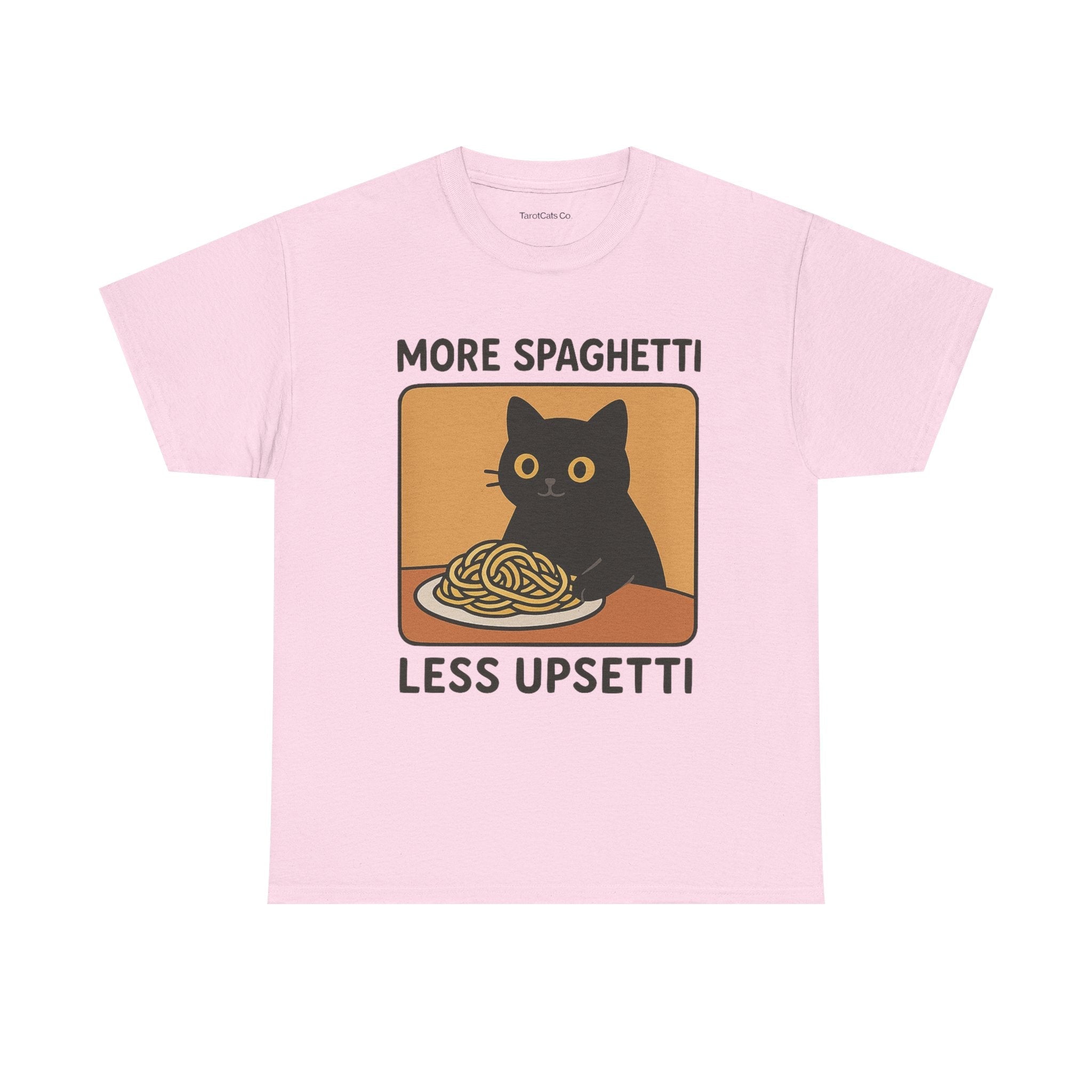 Funny Spaghetti T Shirt Unisex Tee More Spaghetti Less Upsetti Slogan 100 Percent Cotton - TarotCats Co.