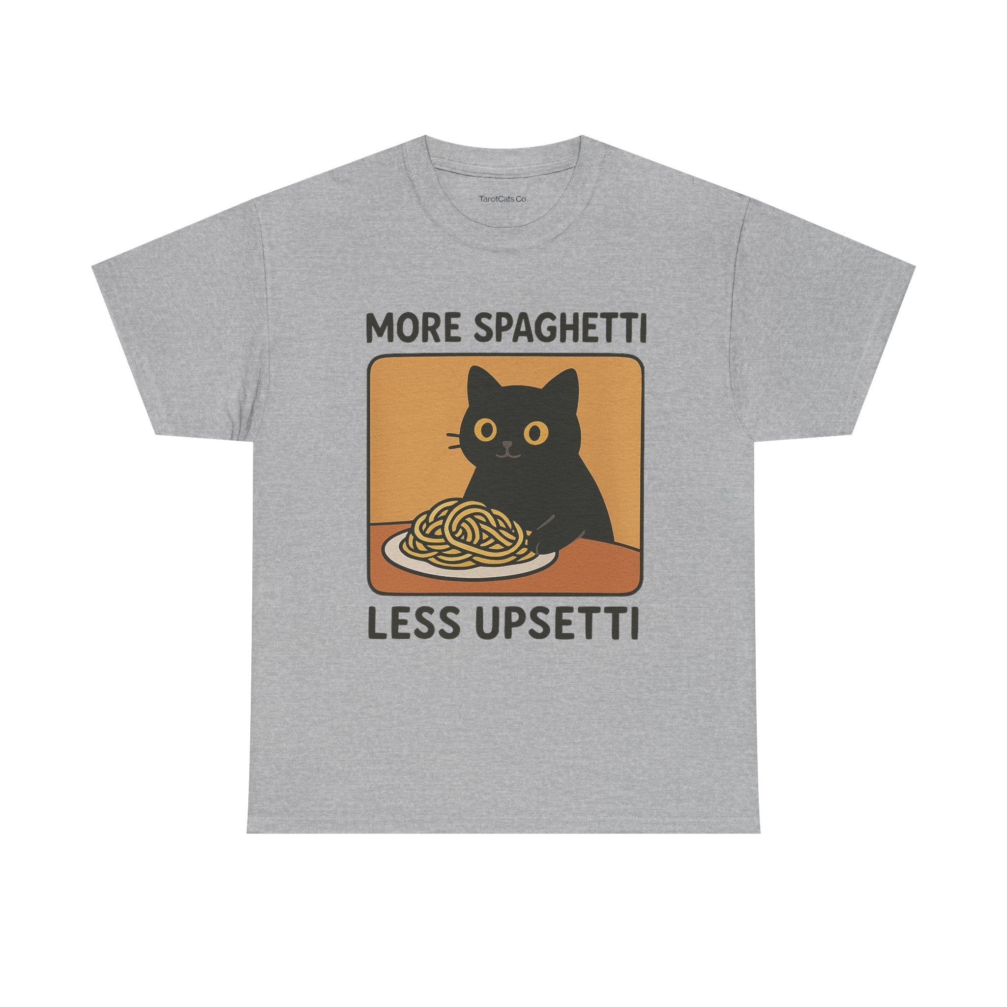 Funny Spaghetti T Shirt Unisex Tee More Spaghetti Less Upsetti Slogan 100 Percent Cotton - TarotCats Co.