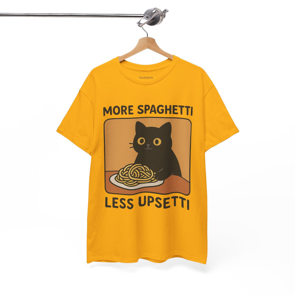 Funny Spaghetti T Shirt Unisex Tee More Spaghetti Less Upsetti Slogan 100 Percent Cotton - TarotCats Co.