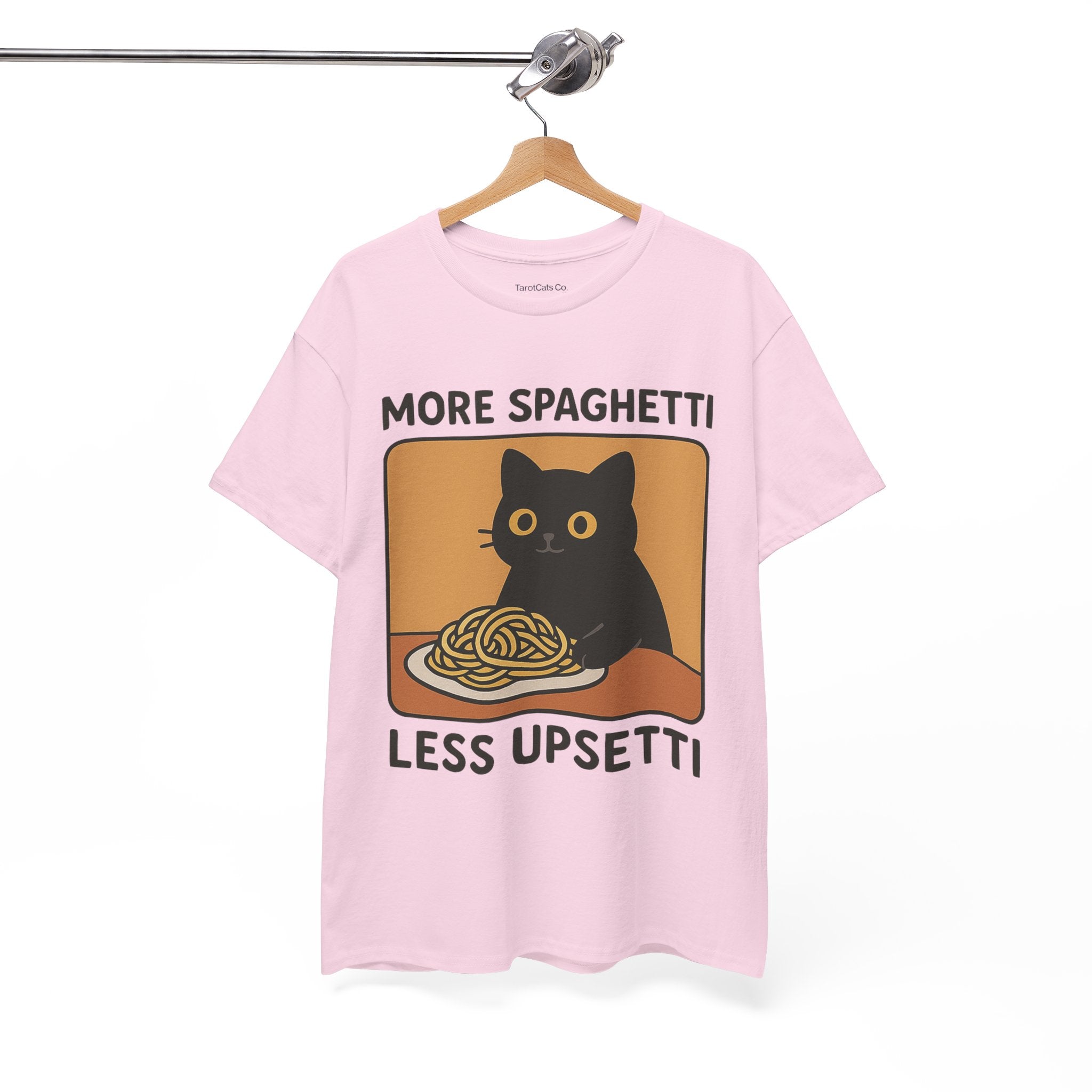 Funny Spaghetti T Shirt Unisex Tee More Spaghetti Less Upsetti Slogan 100 Percent Cotton - TarotCats Co.