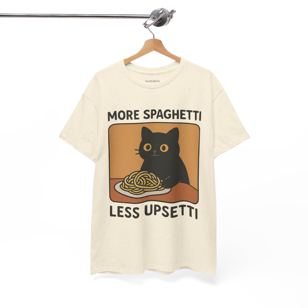 Funny Spaghetti T Shirt Unisex Tee More Spaghetti Less Upsetti Slogan 100 Percent Cotton - TarotCats Co.