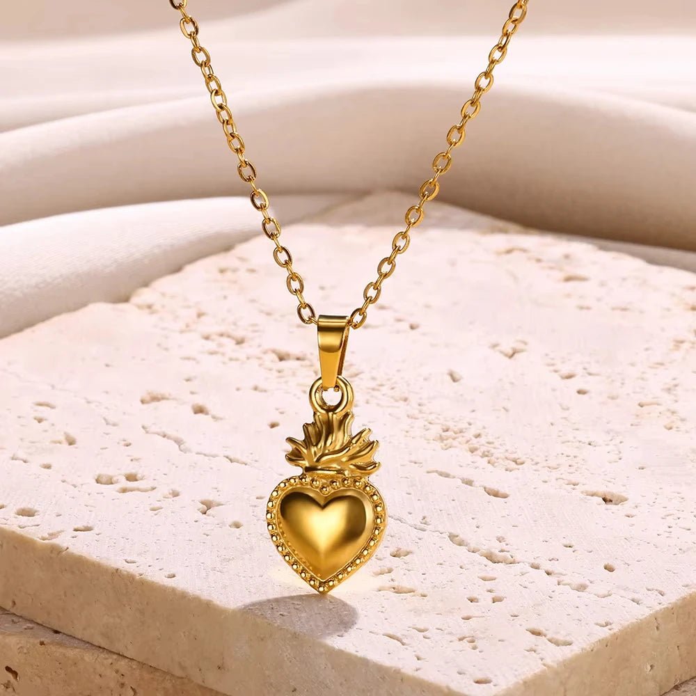 Gold Color Heart Pendant Necklace - TarotCats Co.