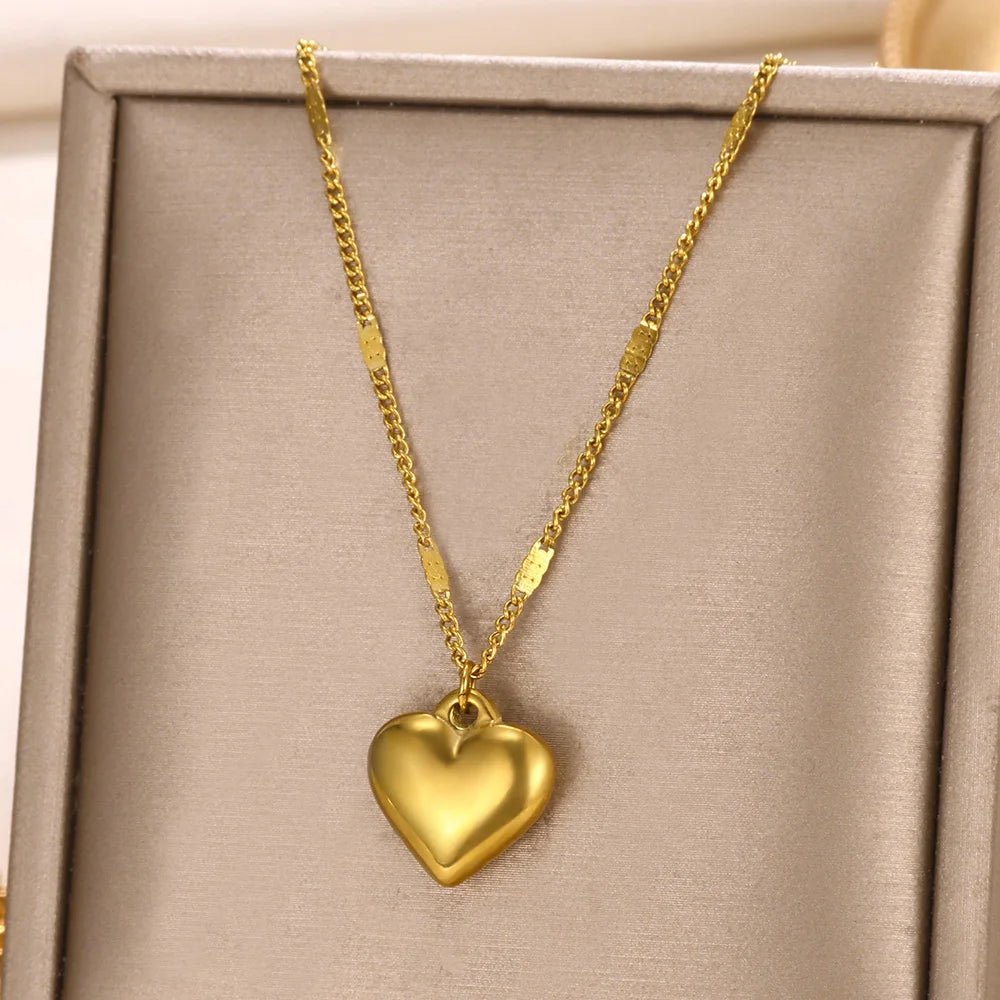 Gold Color Heart Pendant Necklace - TarotCats Co.